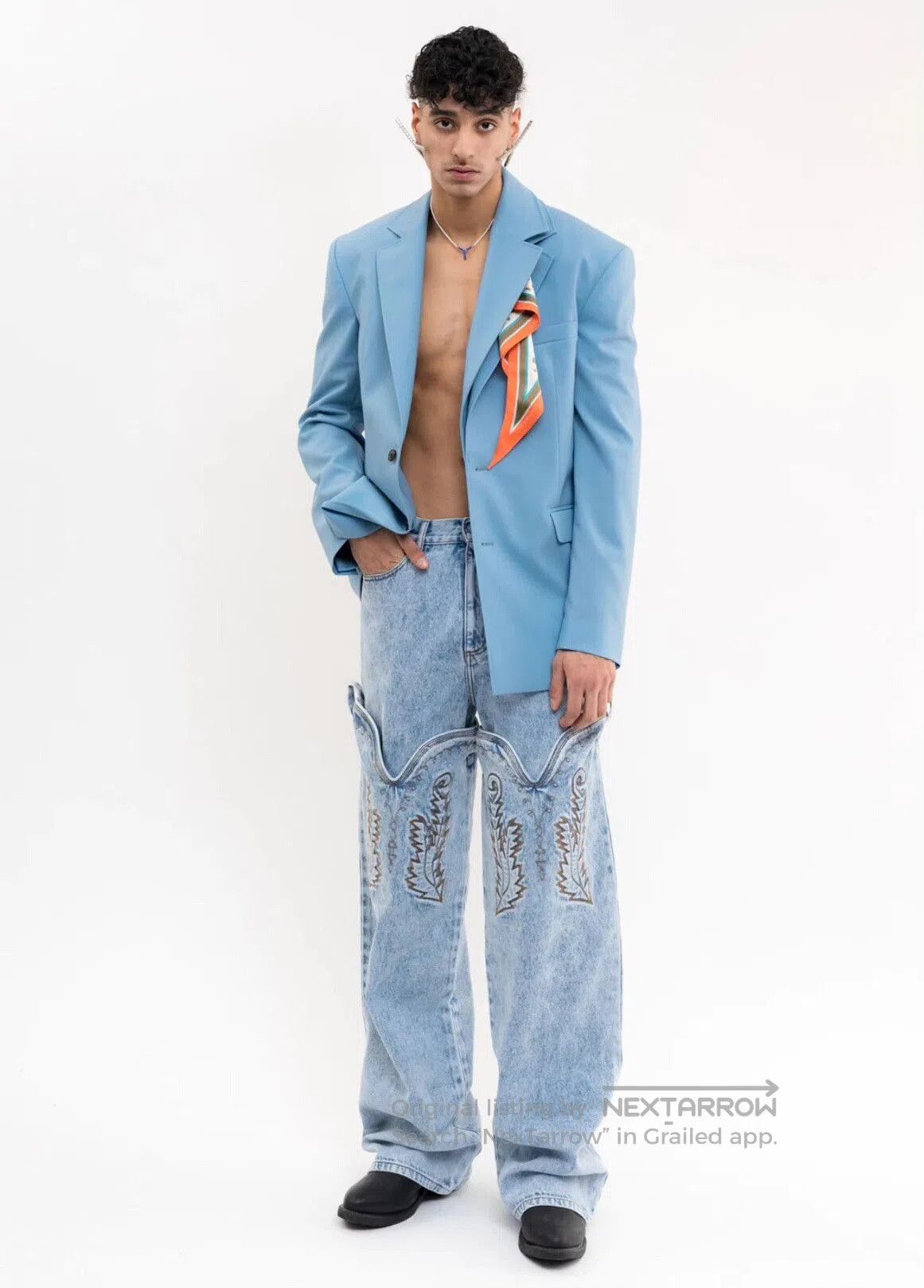 Y/Project Y Project Cowboy Cuff Embroidered Jeans. Size US 31 - 4 Thumbnail