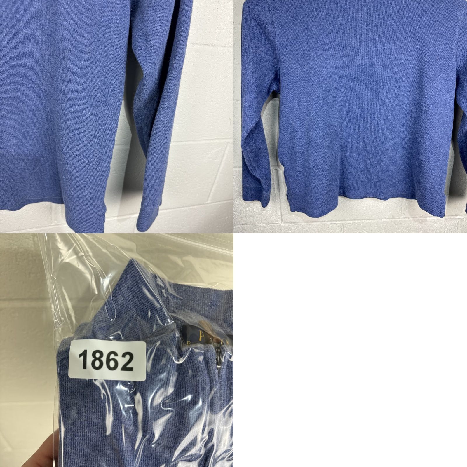 Ralph Lauren Polo Ralph Lauren Mens Sweater L 1/4 Zip Pullover Blue Polo Logo Knit Cotton Mock Neck Long Sleeve Slim Fit-Classic-Preppy Size US L / EU 52-54 / 3 - 10 Thumbnail