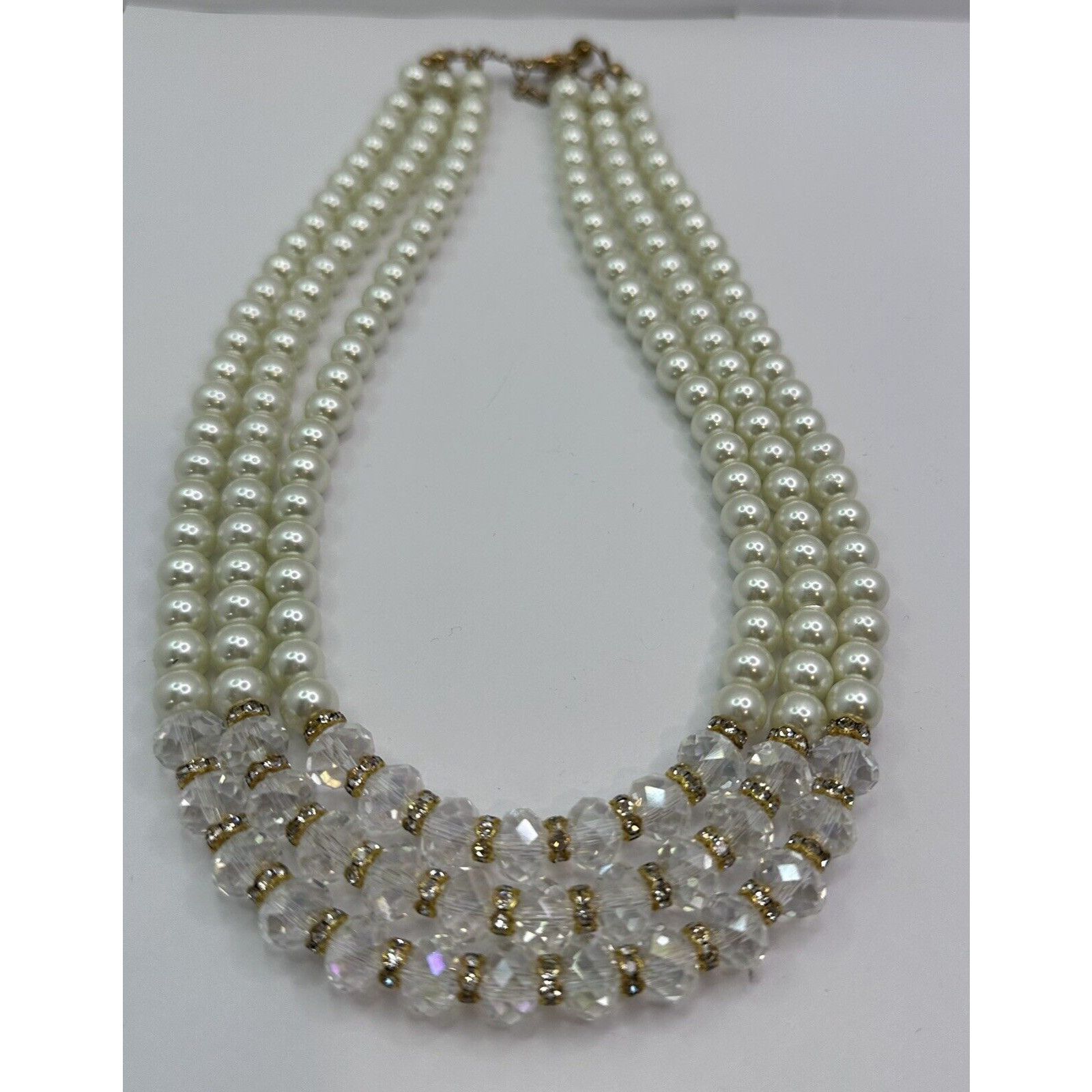 Other Faux Pearl and AB Crystal Hydro Facet Beads 3 Strands 18' Size ONE SIZE - 6 Thumbnail