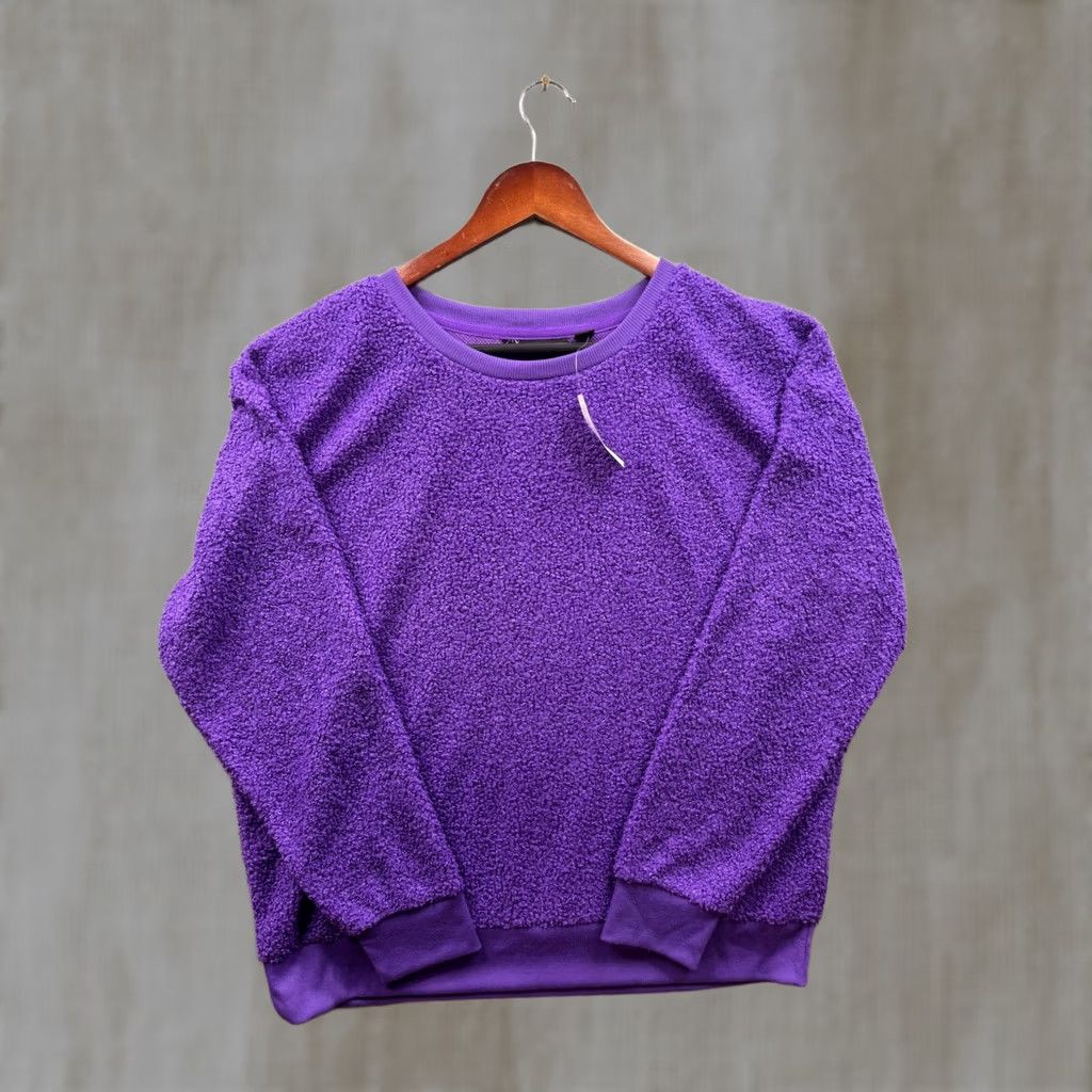 Vintage New York & Company Sweatshirt Womens Purple Boucle Sherpa Pullover Large NWT Size L / US 10 / IT 46 - 1 Thumbnail