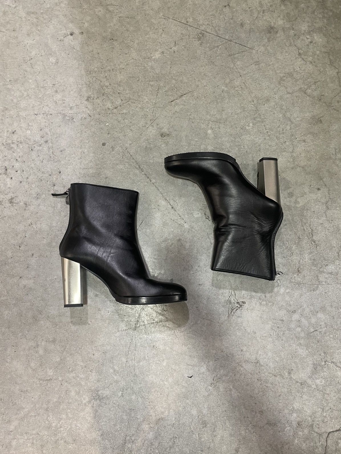 FW24 Helmut Lang Black Leather Ankle Boots