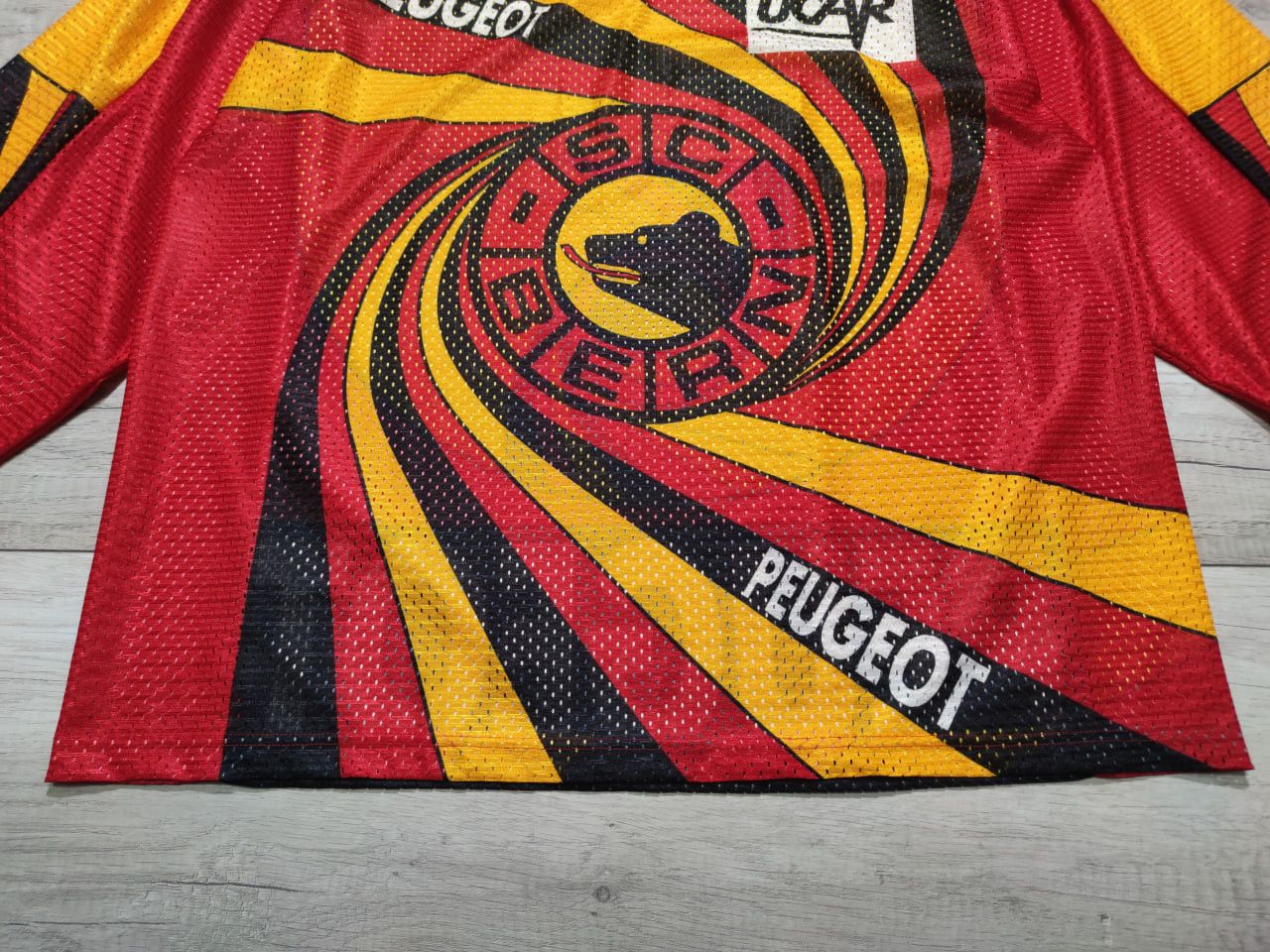 Vintage SC Bern Switzerland 1989 Hockey Blacky Peugeot Jersey Size US XL / EU 56 / 4 - 3 Thumbnail