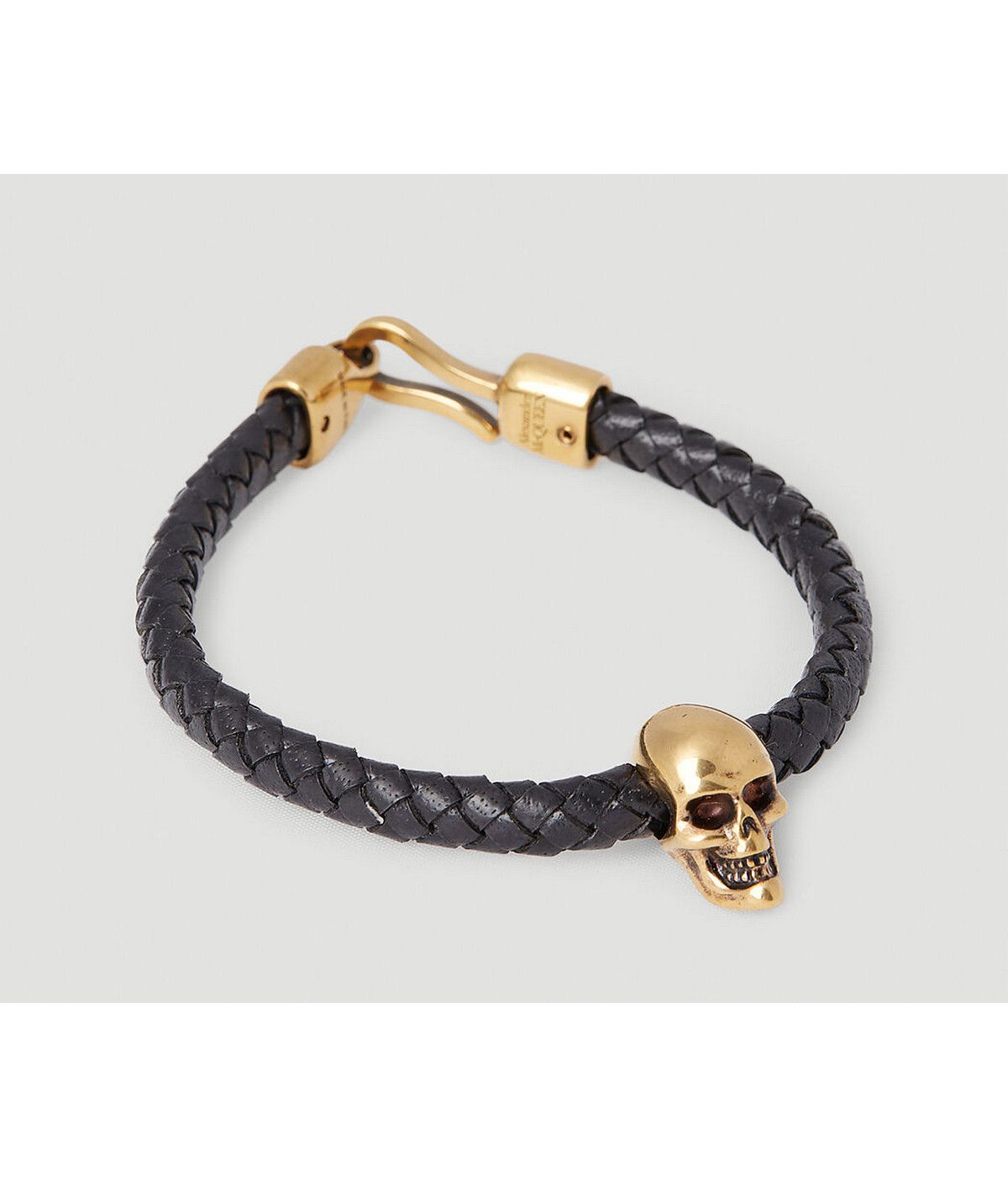 Alexander McQueen ALEXANDER MCQUEEN black woven leather skull bracelet q Size ONE SIZE - 1 Thumbnail