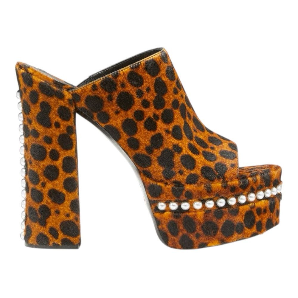 Stuart Weitzman Stuart Weitzman Skyhigh 145 Pearl Slide Calf Hair Leopard Size US 8.5 / IT 38.5 - 1 Thumbnail