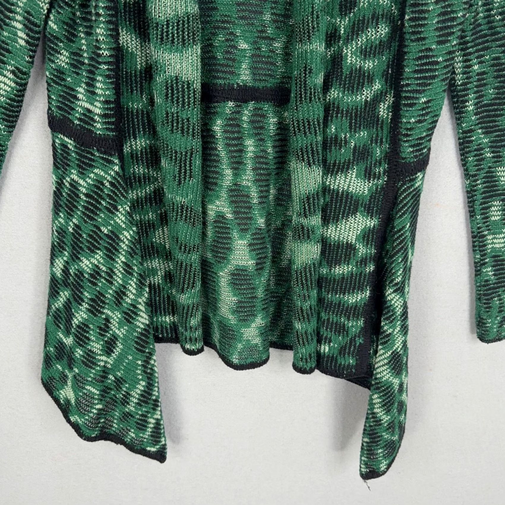 Vintage Cecilia Prado Sweater Womens Small Green Black Open Front Cardigan Knit Animal Print Bohemian Leopard Lightweight Casual Womens Size S / US 4 / IT 40 - 3 Thumbnail