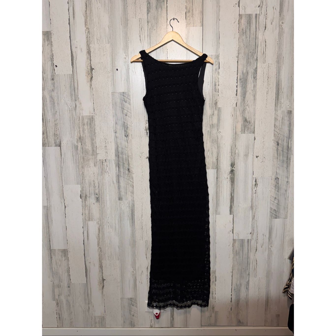 Other Fashion Nova Black Crochet Maxi Dress Women’s Size M – Sheer Overlay, Lined, Sleeveless Size M / US 6-8 / IT 42-44 - 4 Thumbnail