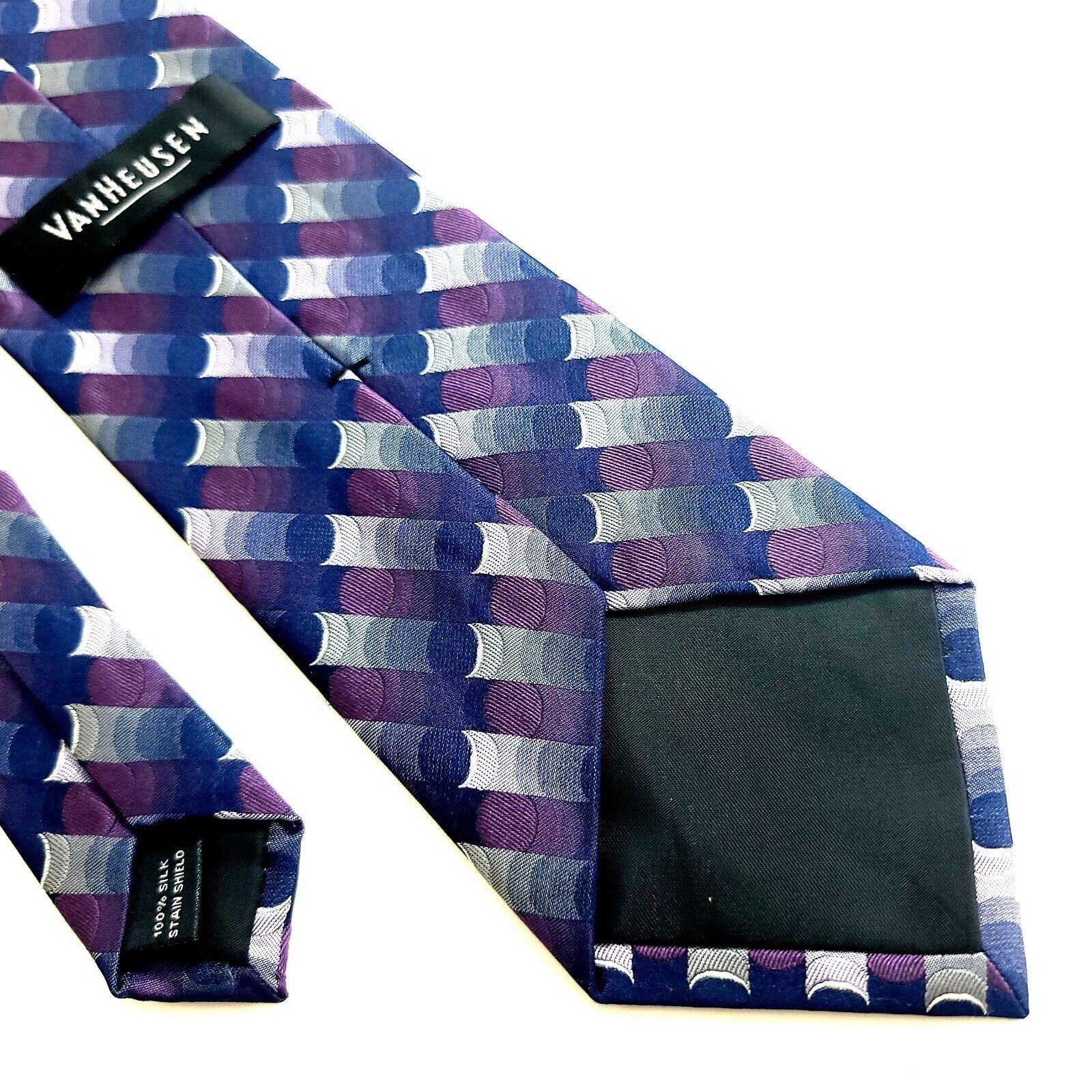 Van Heusen Van Heusen Purple Geometric Woven Silk Tie Size ONE SIZE - 5 Thumbnail