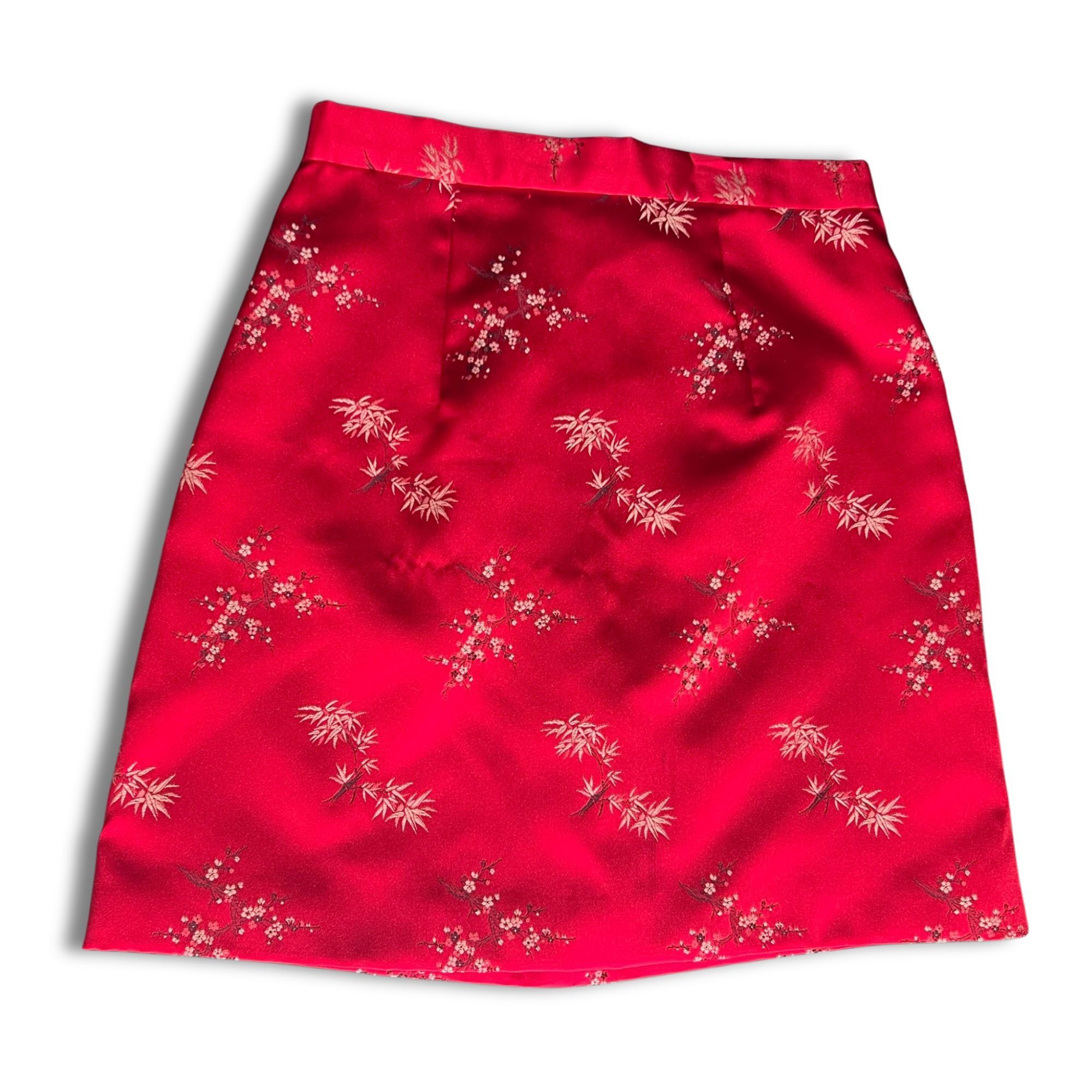 Other Cynthia Rowley Red Silk Blend A-Line Skirt With Floral Print Size 27" / US 4 / IT 40 - 2 Thumbnail
