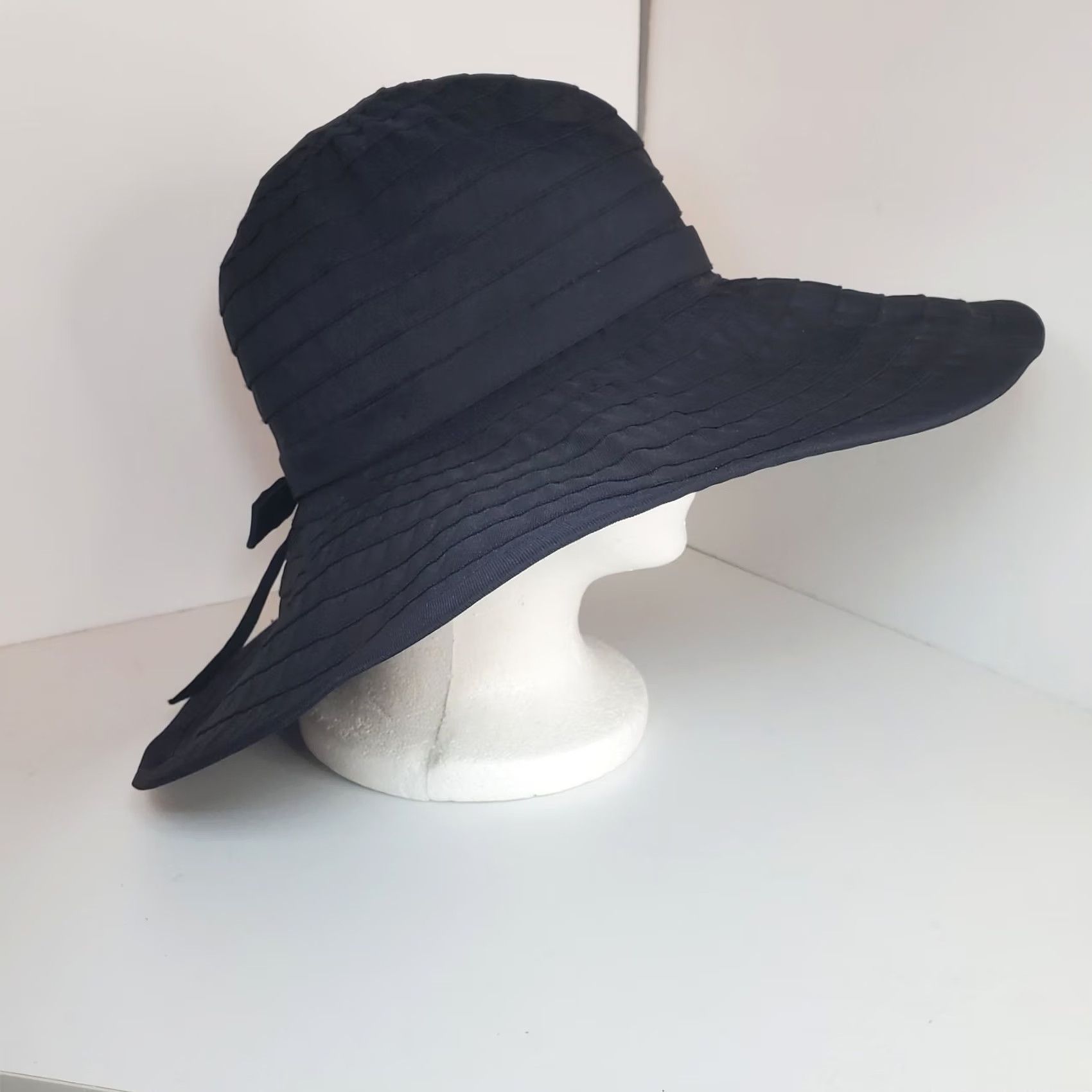 Vintage San Diego Hat Co. Womens Sun Hat Black Ribbon Wide Brim OSFM Packable Lightweight UPF Protection Summer Beach Outdoor Women's Size ONE SIZE - 6 Thumbnail