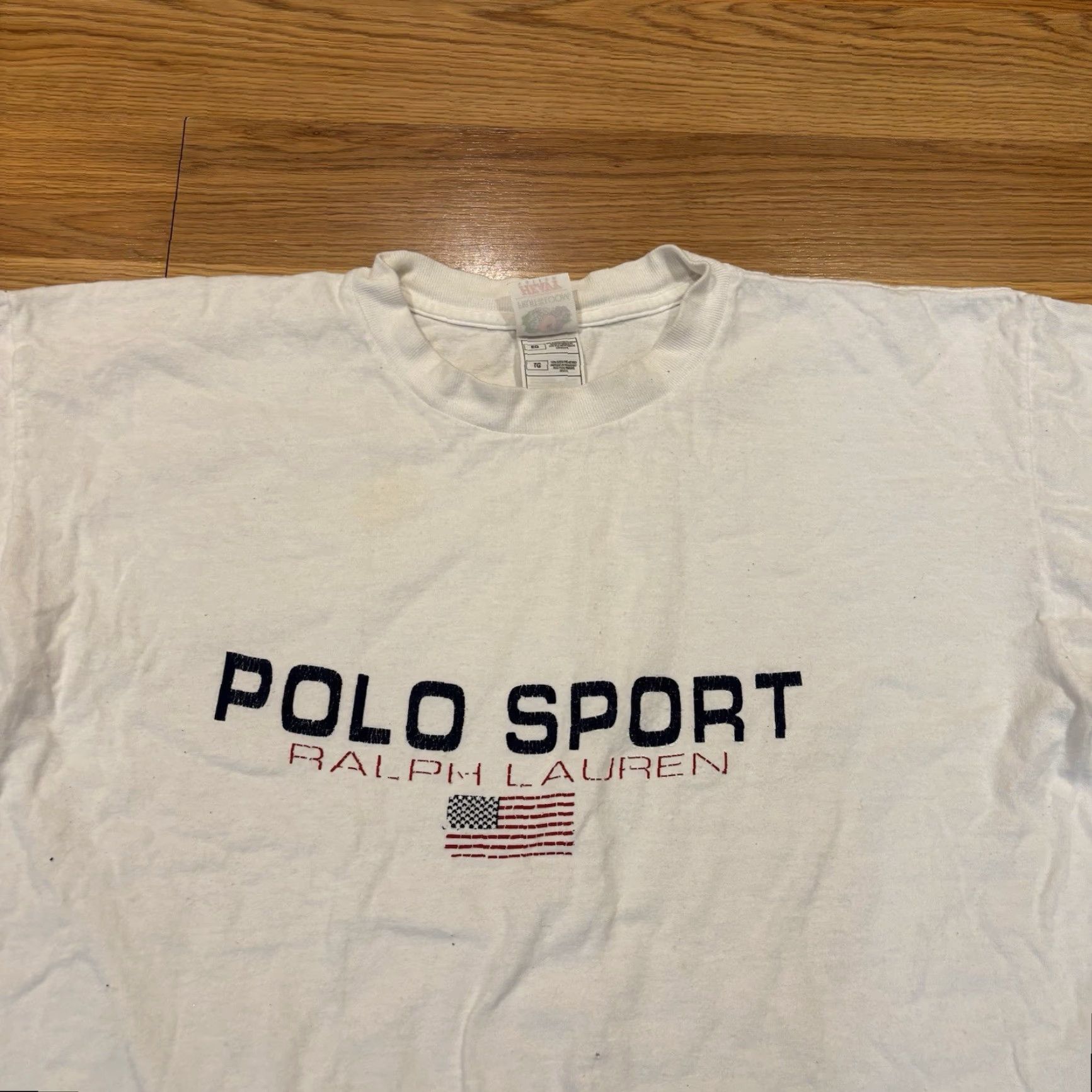 Ralph Lauren VINTAGE Ralph Lauren Polo Sport White T-Shirt Spellout Logo USA Flag 90s Mens XL Short Sleeve Crew Neck Graphic Print Size US XL / EU 56 / 4 - 3 Thumbnail