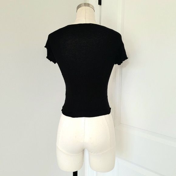 Other Juniors' Antistar Ribbed Ruched V-Neck Crop Top Sexy Summer Size S / US 4 / IT 40 - 5 Thumbnail