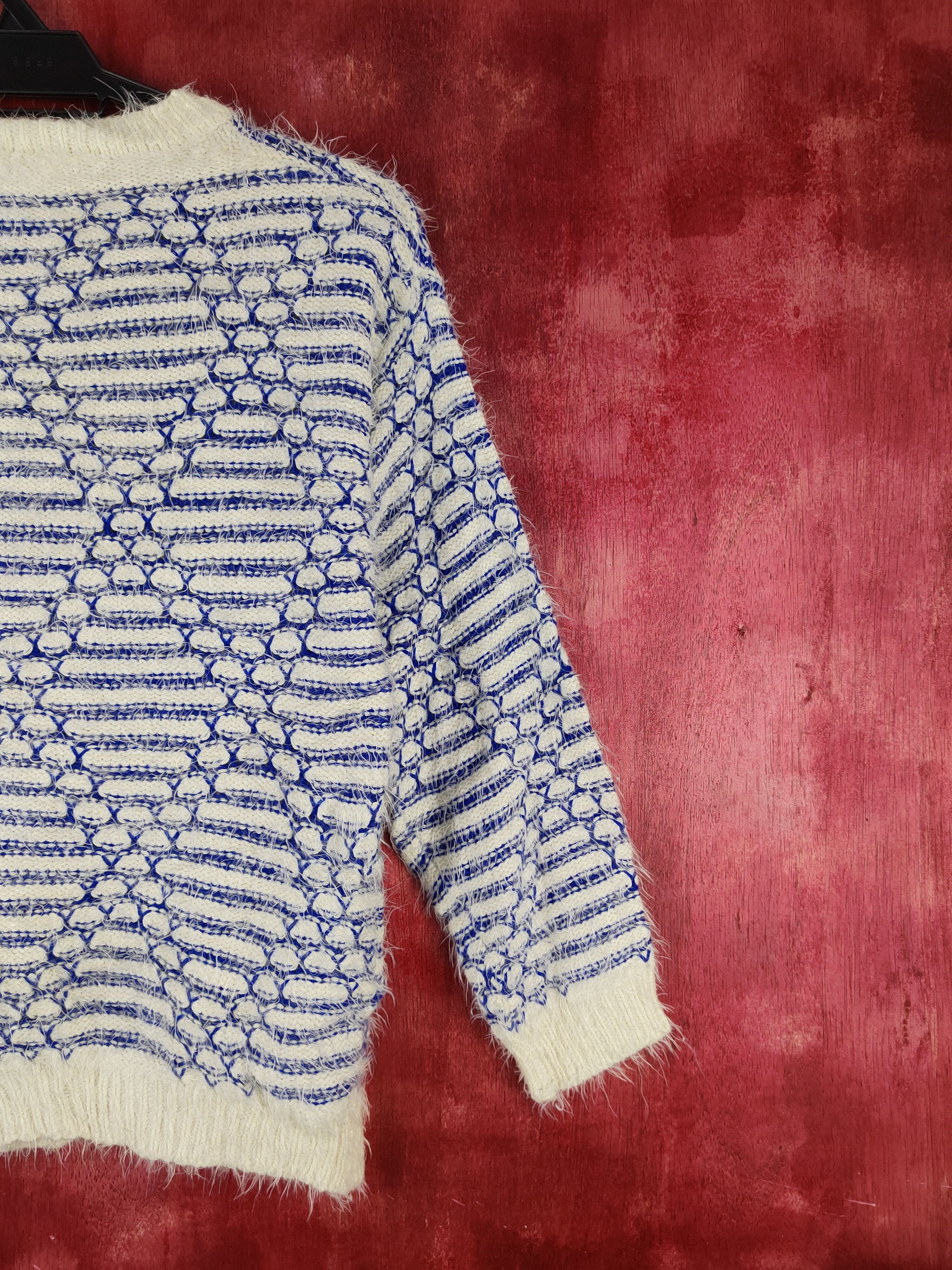 Homespun Knitwear Meirire Blue White Shag Shaggy Fur Mohair Knitwear #2001 Size S / US 4 / IT 40 - 9 Thumbnail