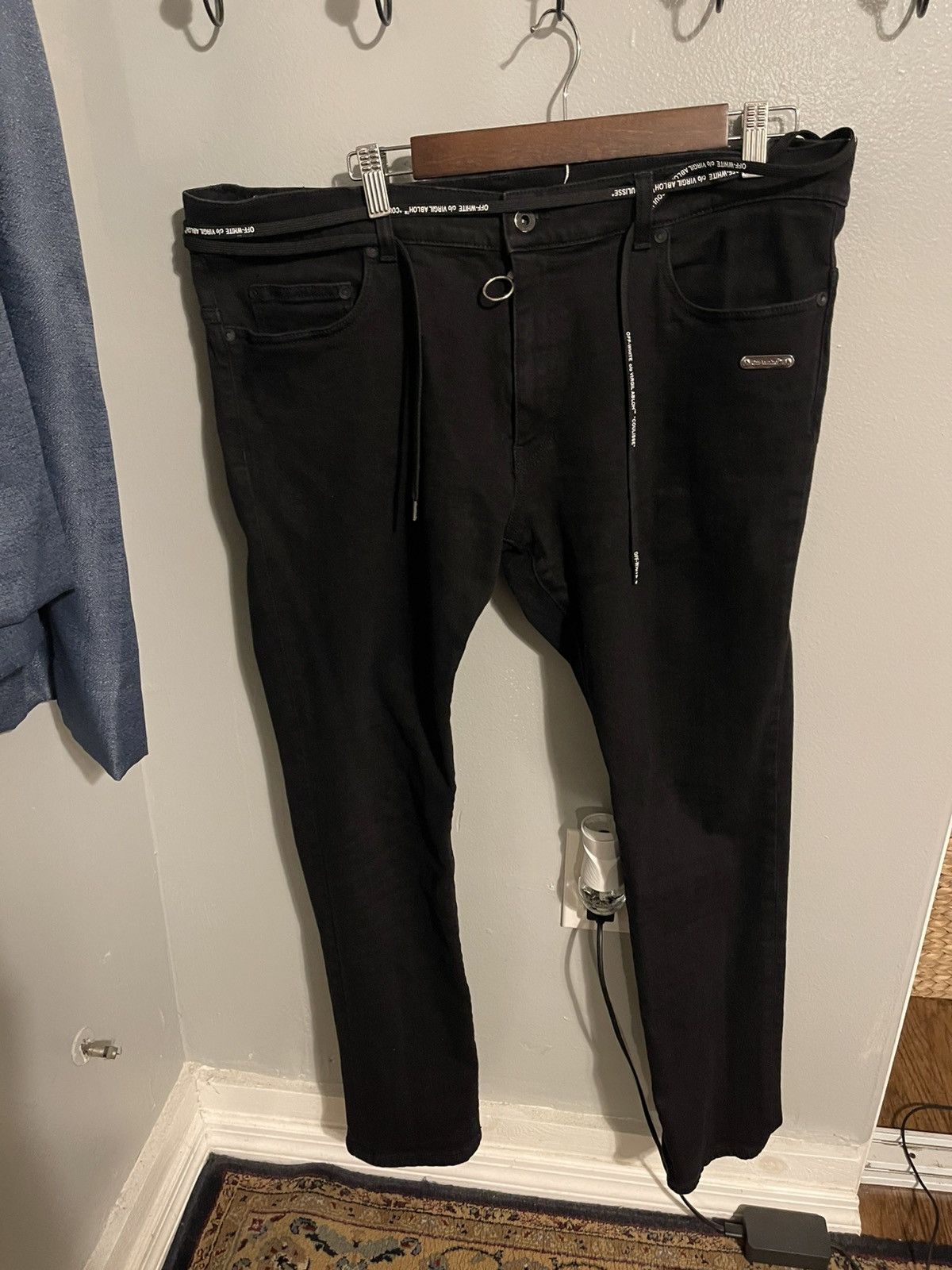 Off-White × Virgil Abloh OFF-WHITE C/O VIRGIL ABLOH RARE BLACK DENIM JEANS SIZE 38X30 Size US 38 / EU 54 - 1 Thumbnail