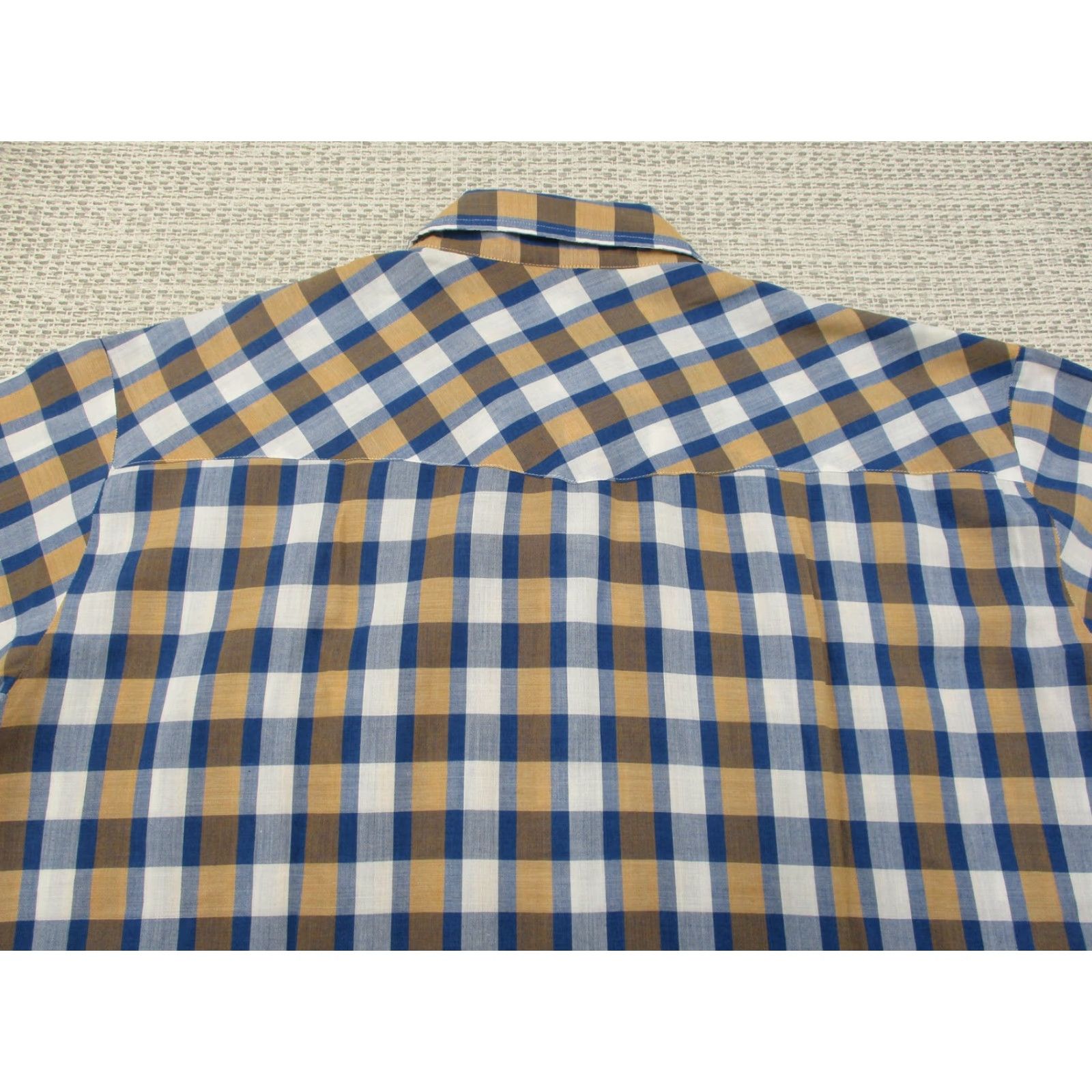 Vintage VINTAGE Stagecoach Western Wear Shirt Mens XLT Blue Tan Plaid Pearl Snap Tall Man Cowboy Shirt Size US XL / EU 56 / 4 - 7 Thumbnail