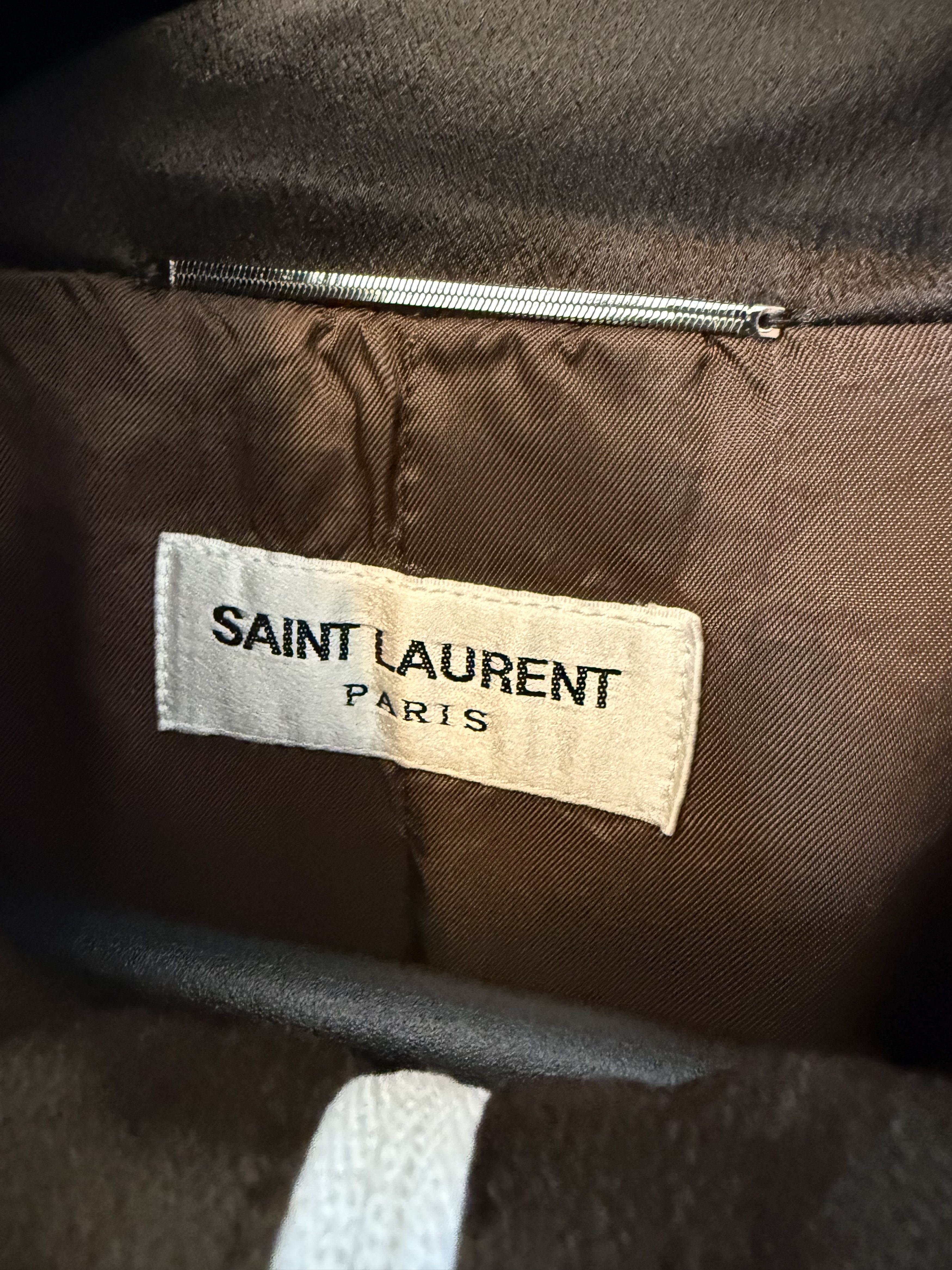 Saint Laurent Paris Saint Laurent Teddy Jacket in Silk Satin Crepe Khaki Size US M / EU 48-50 / 2 - 8 Thumbnail