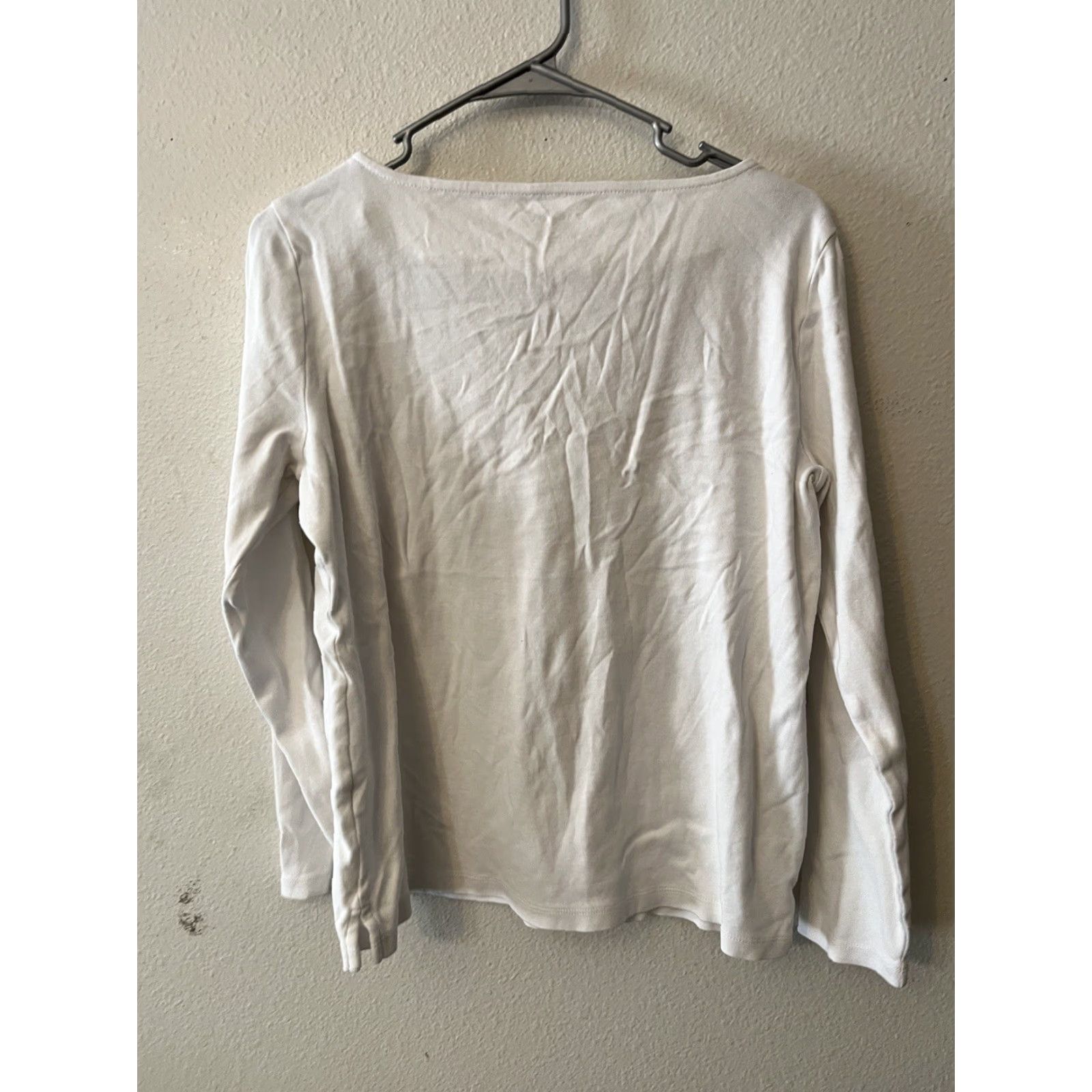 Talbots Talbots Womens Top Size Medium White Boat Neck Lace-Up Shoulder Long Sleeve Shirt Blouse Knit Cotton Rayon Raglan Sleeve Classic Preppy Mens/N/A Size M / US 6-8 / IT 42-44 - 3 Thumbnail