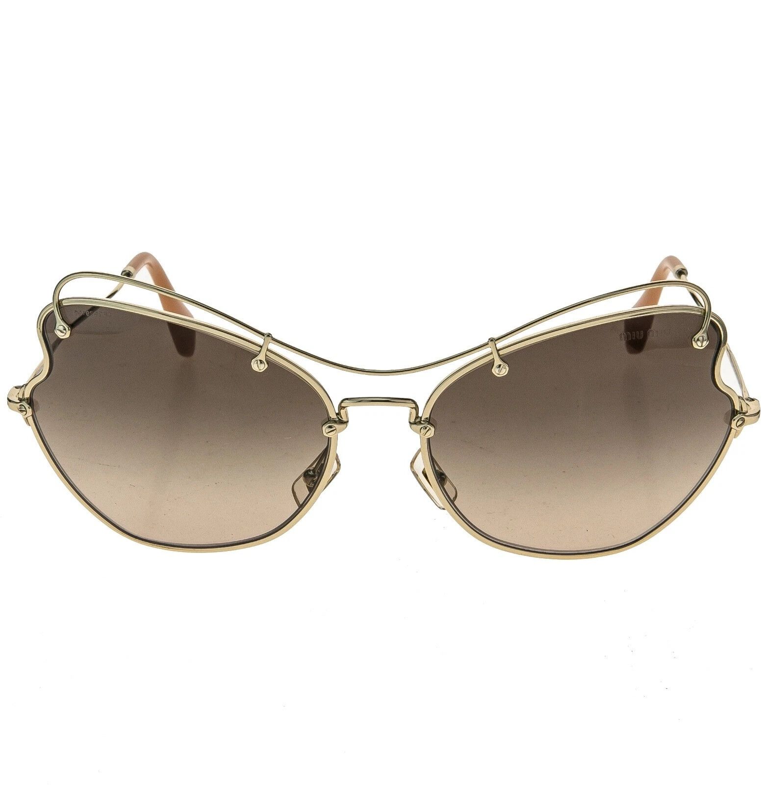 Miu Miu MIU MIU MU56RS SCENIQUE Butterfly 56R Gold Brown Sunglasses Size ONE SIZE - 10 Thumbnail
