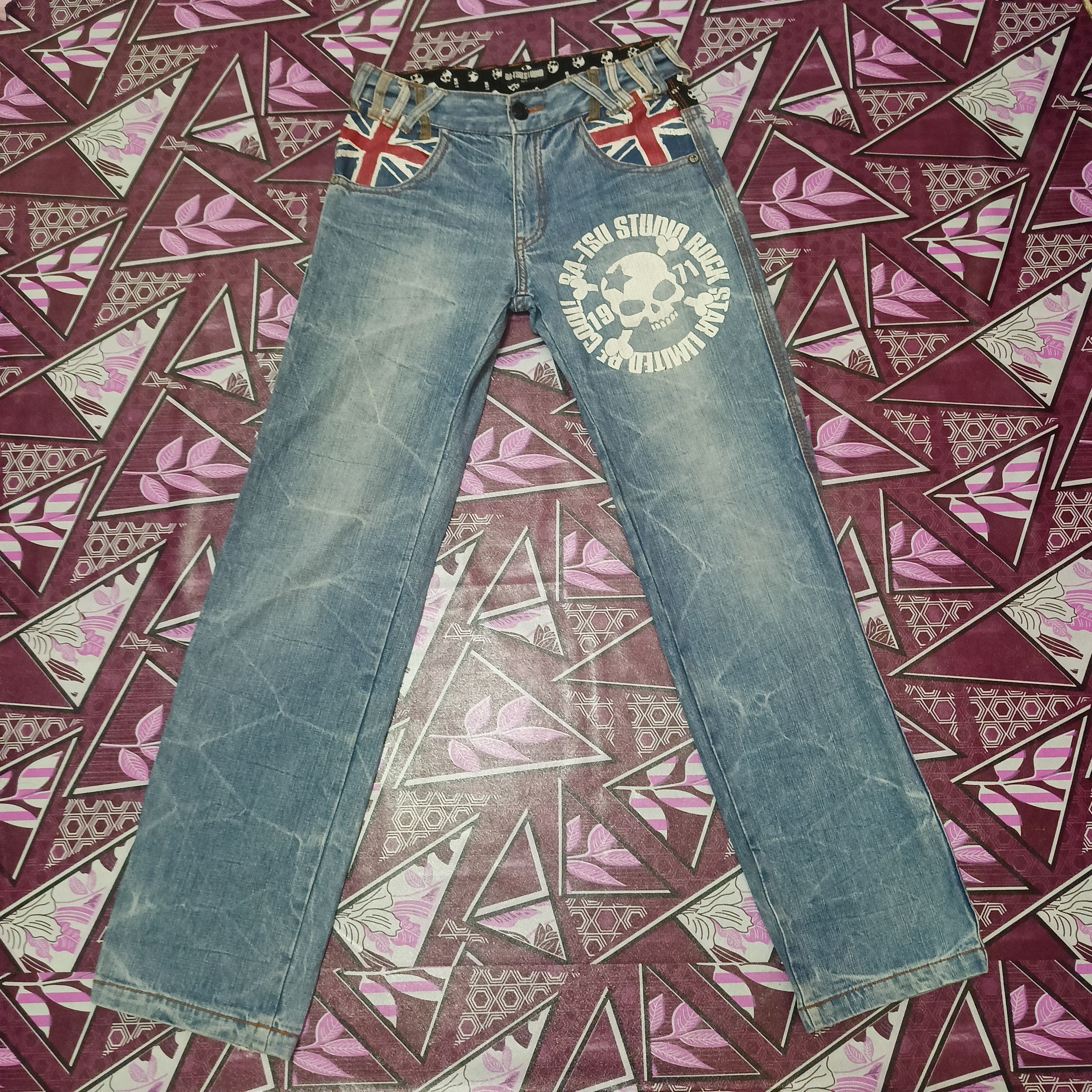 Japanese Brand RARE JEANS SKULLS BA-TSU STUDIOS BOY Flared Denim Size US 29 - 1 Thumbnail