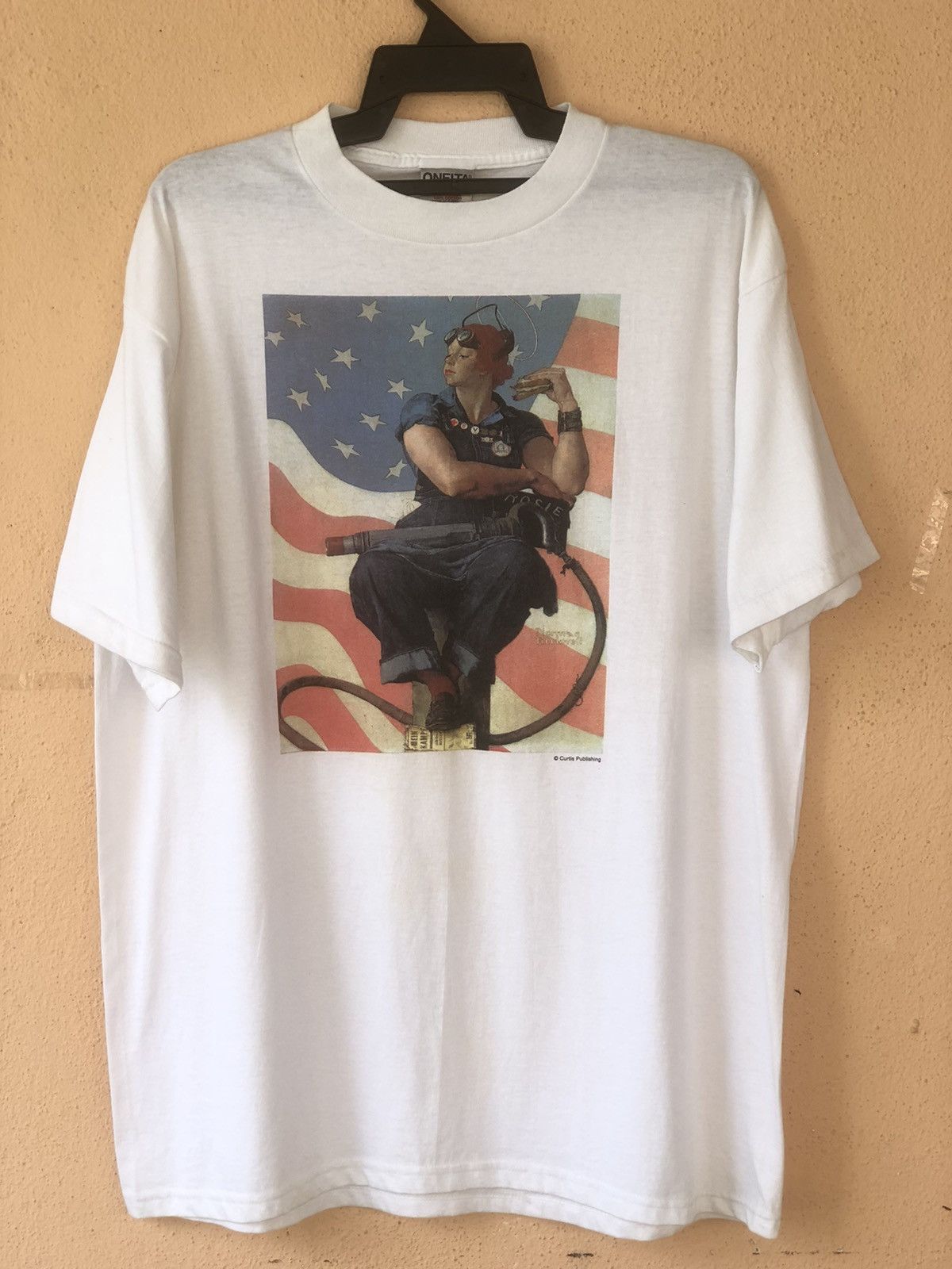 Vintage Vintage 90s WW2 Navy Girl Rosie Poster Tee Size US XL / EU 56 / 4 - 2 Thumbnail