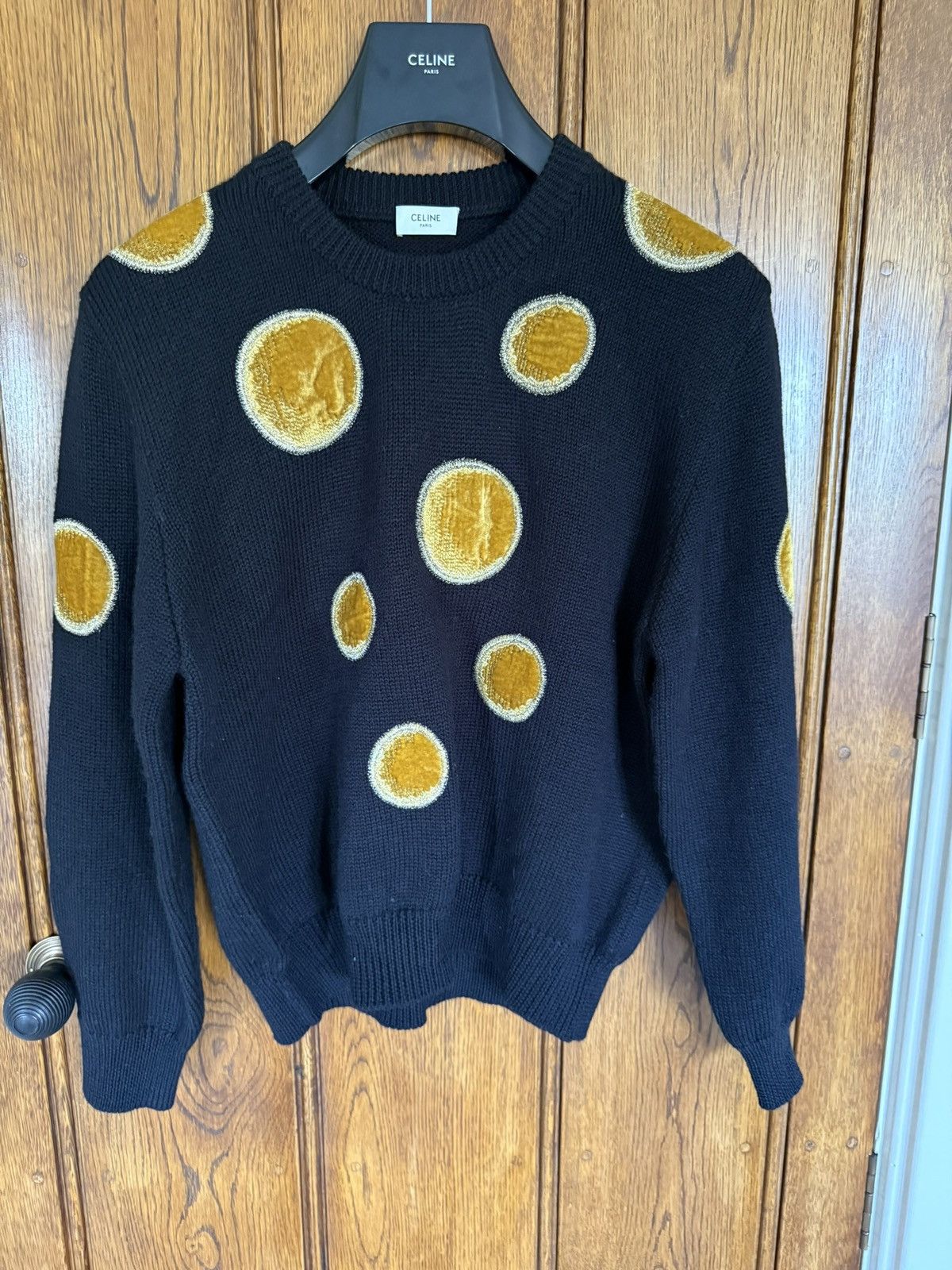 Celine × Hedi Slimane $1.6k Celine crew neck sweater with velvet circles M Hedi Size US M / EU 48-50 / 2 - 2 Thumbnail