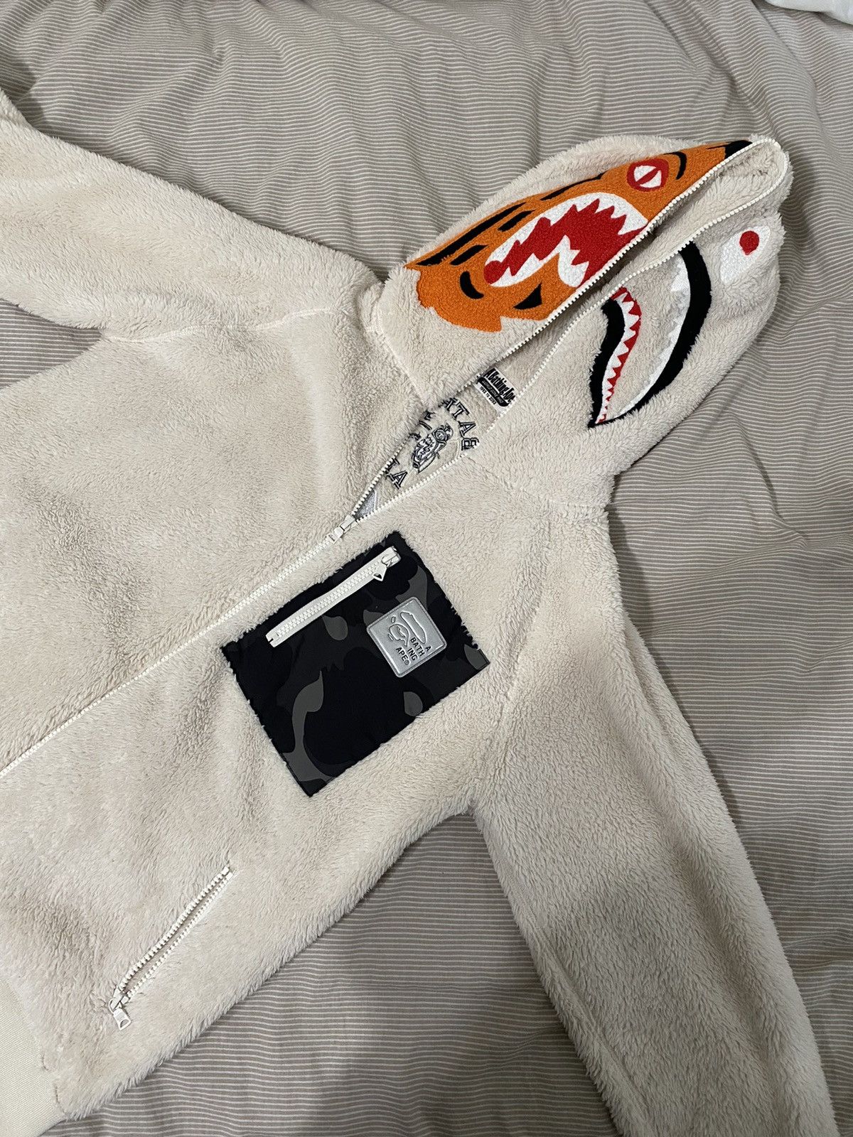 image of Bape Boa Tiger Shark Hoodie Jacket in Ivory, Men's (Size Small)