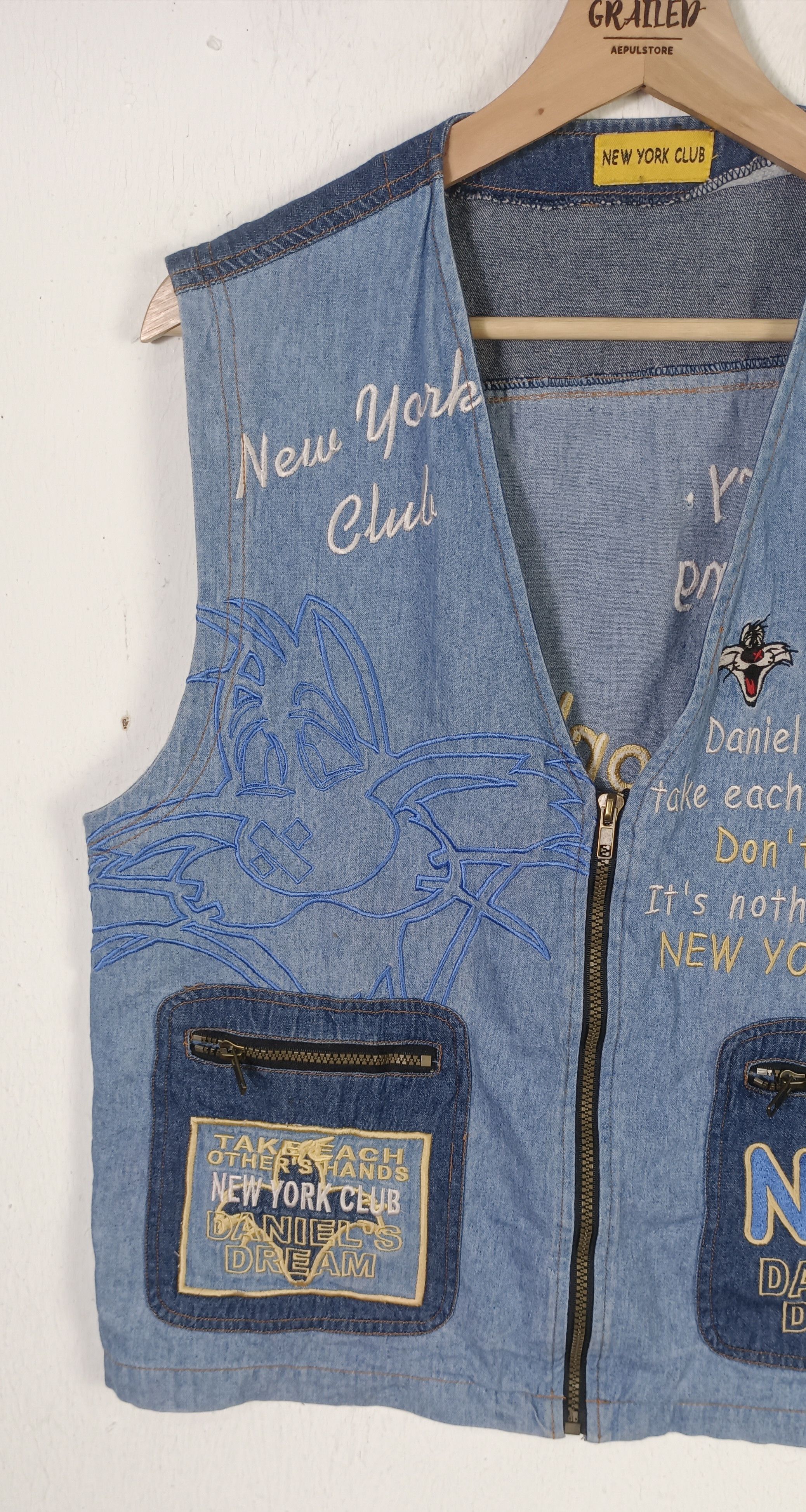 Cartoon Network Vintage New York Club Daniel's Dream Denim Vest Jacket Size US M / EU 48-50 / 2 - 4 Thumbnail