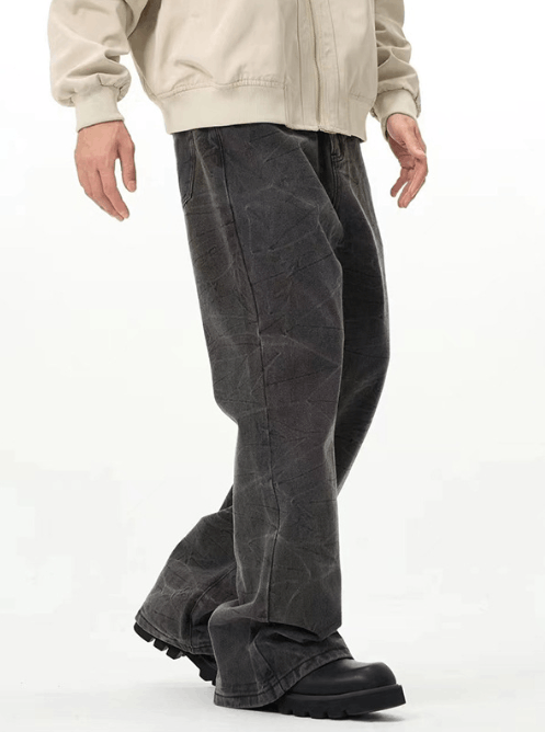 Japanese Brand Men's black trendy loose casual washed flared jeans Size US 32 / EU 48 - 3 Thumbnail
