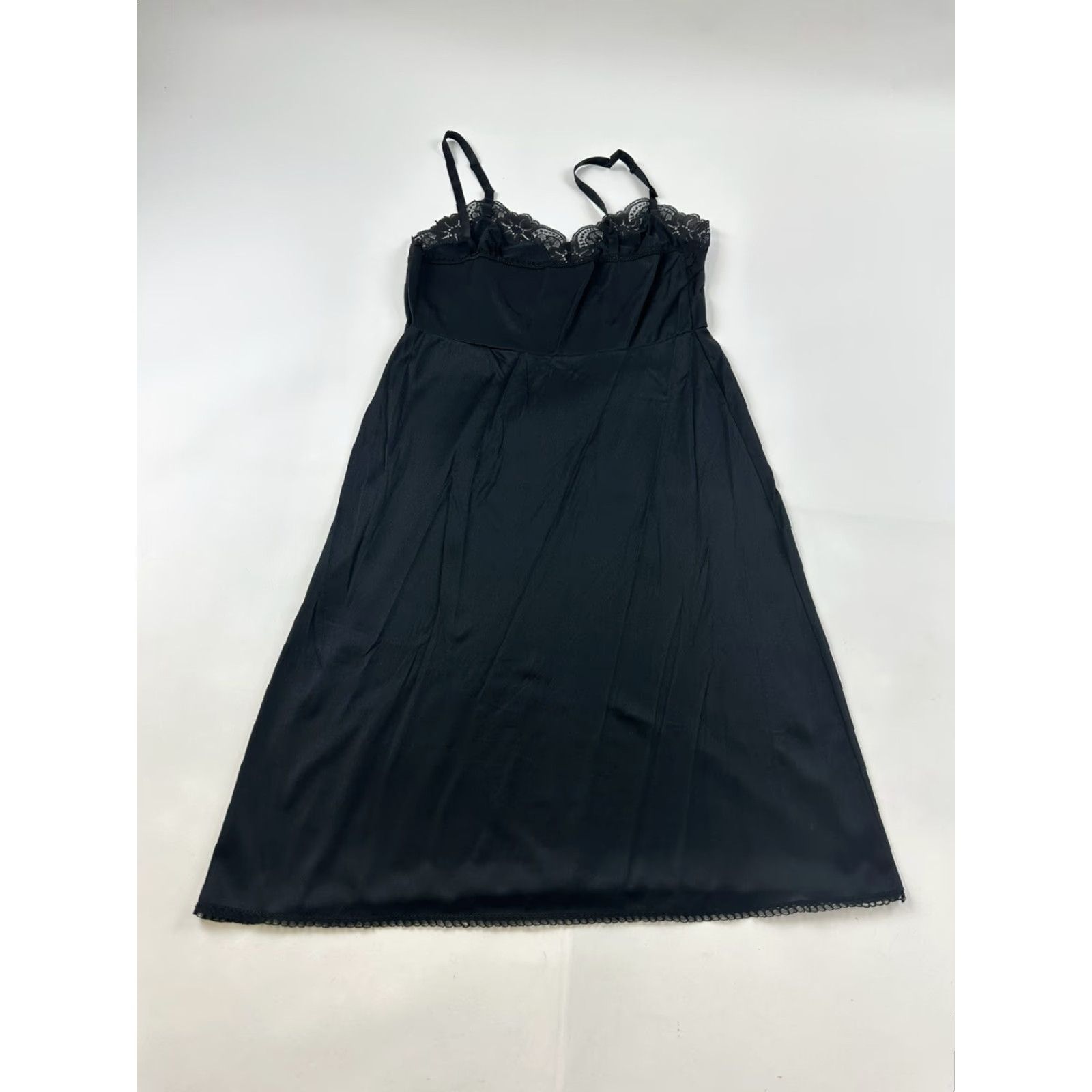 Vintage VINTAGE Greenco maid Full Slip Size 36 Black Lace Trim Nylon Made In USA Negro Rockabilly 1960s Slip Womens Size ONE SIZE - 2 Thumbnail