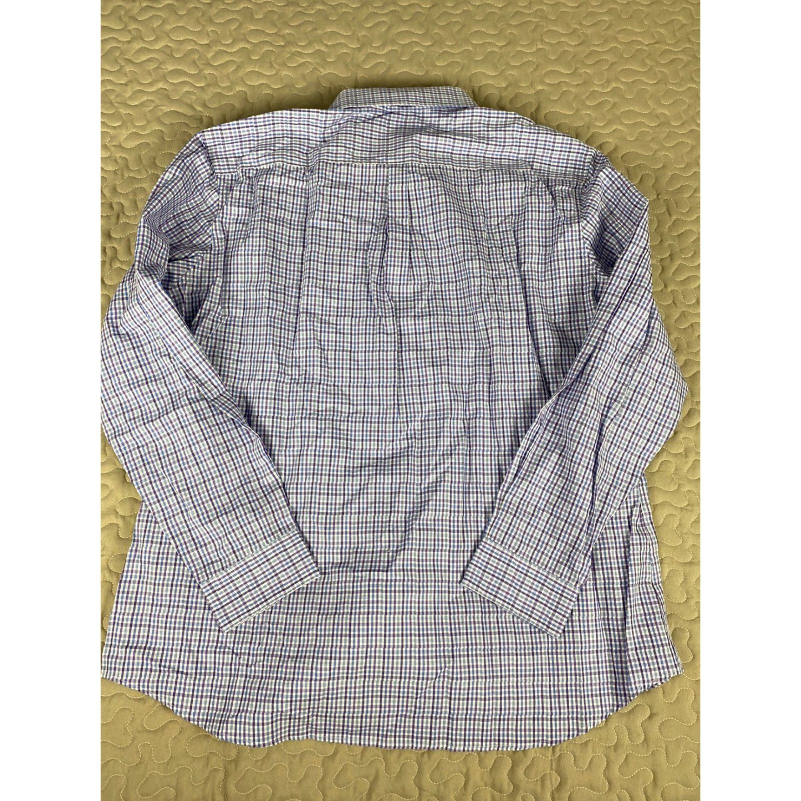 Apt. 9 APT 9 Mens Button-Down Dress Shirt Slim Fit 2XL XXL Blue Purple Checkered Shirt Mens, 2XL, Blue Purple Checkered Size 48R - 4 Thumbnail
