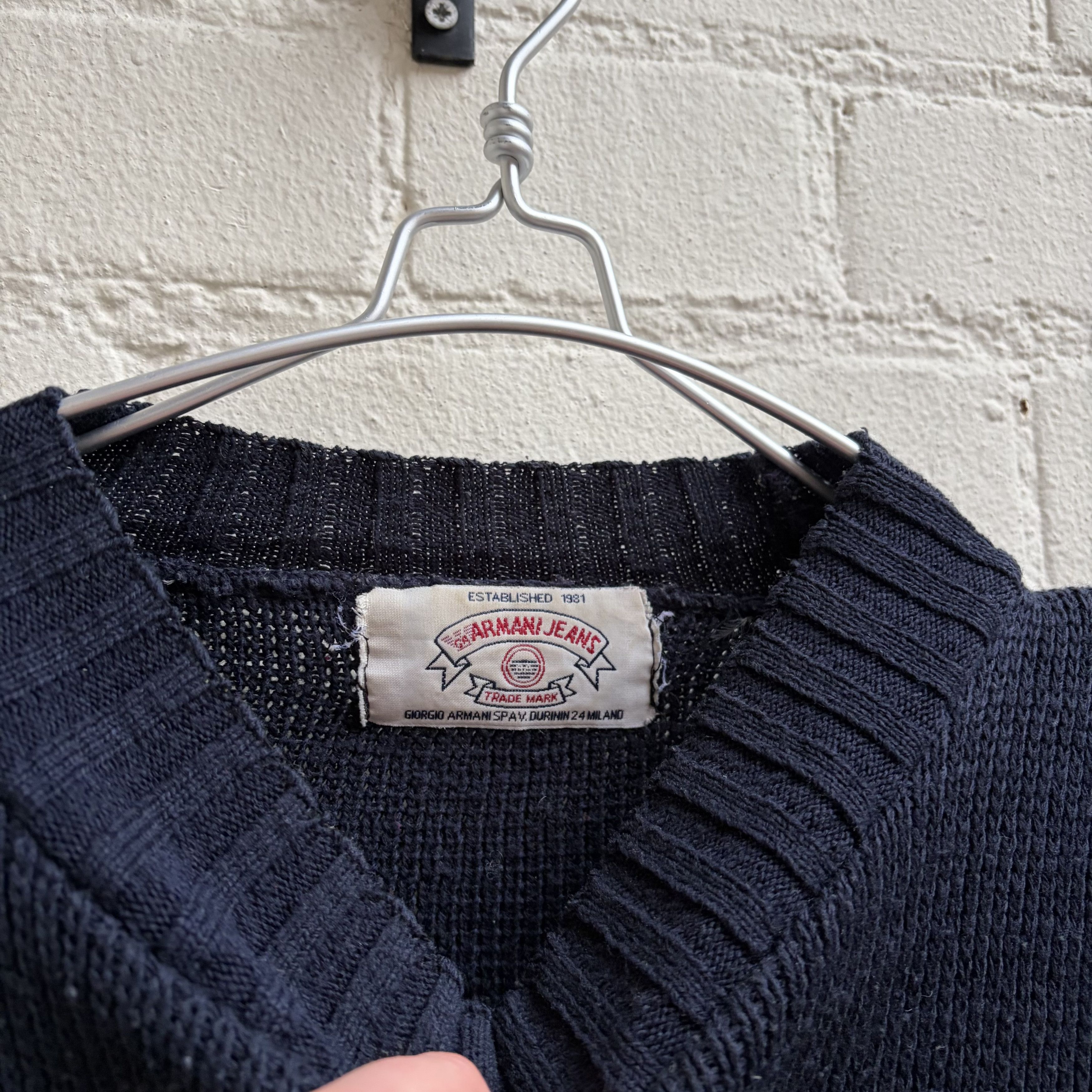 Armani Armani Jeans 1990s spellout knit jumper Size US M / EU 48-50 / 2 - 3 Thumbnail