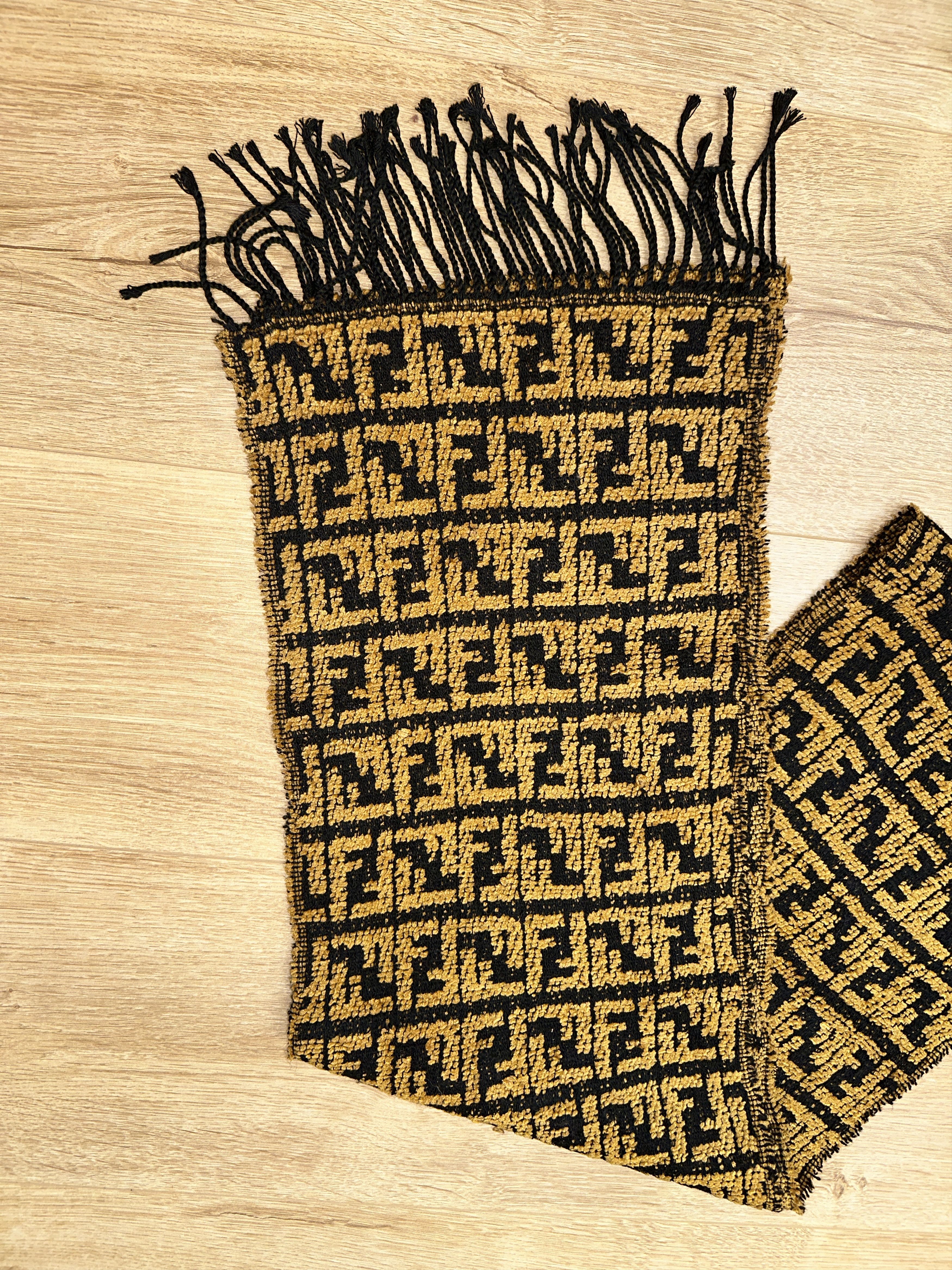 Fendi Gray Fendi Zucca Vintage Wool Scarf 165x30cm Logo Check Size ONE SIZE - 9 Thumbnail