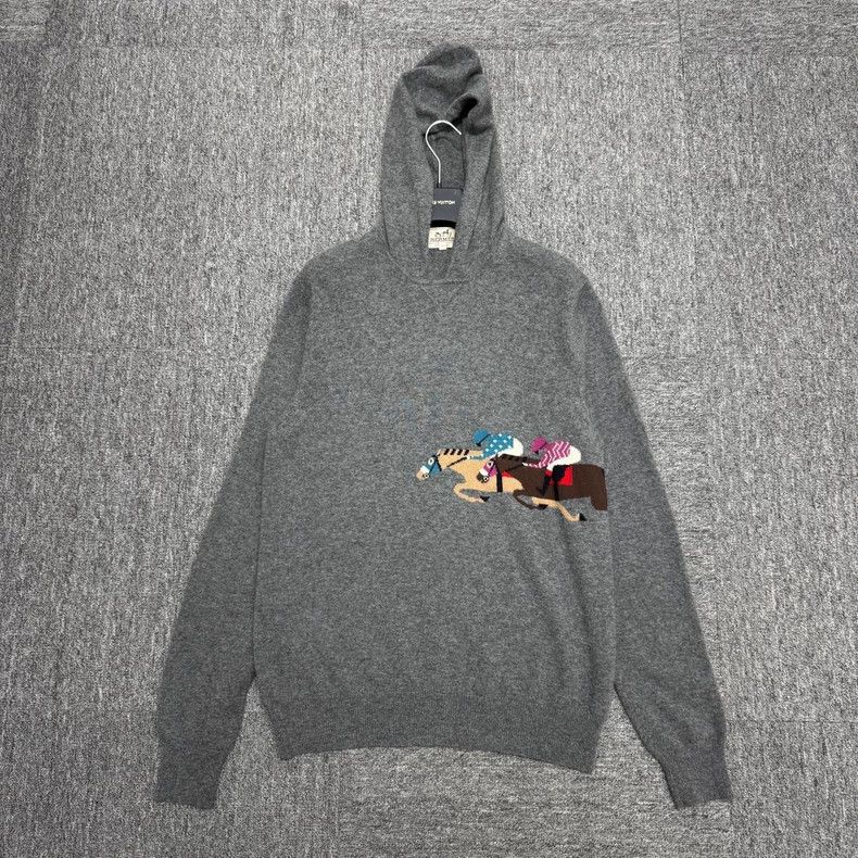 Hermes Hermes Horse Racing Cashmere Hoodie Size US L / EU 52-54 / 3 - 1 Thumbnail
