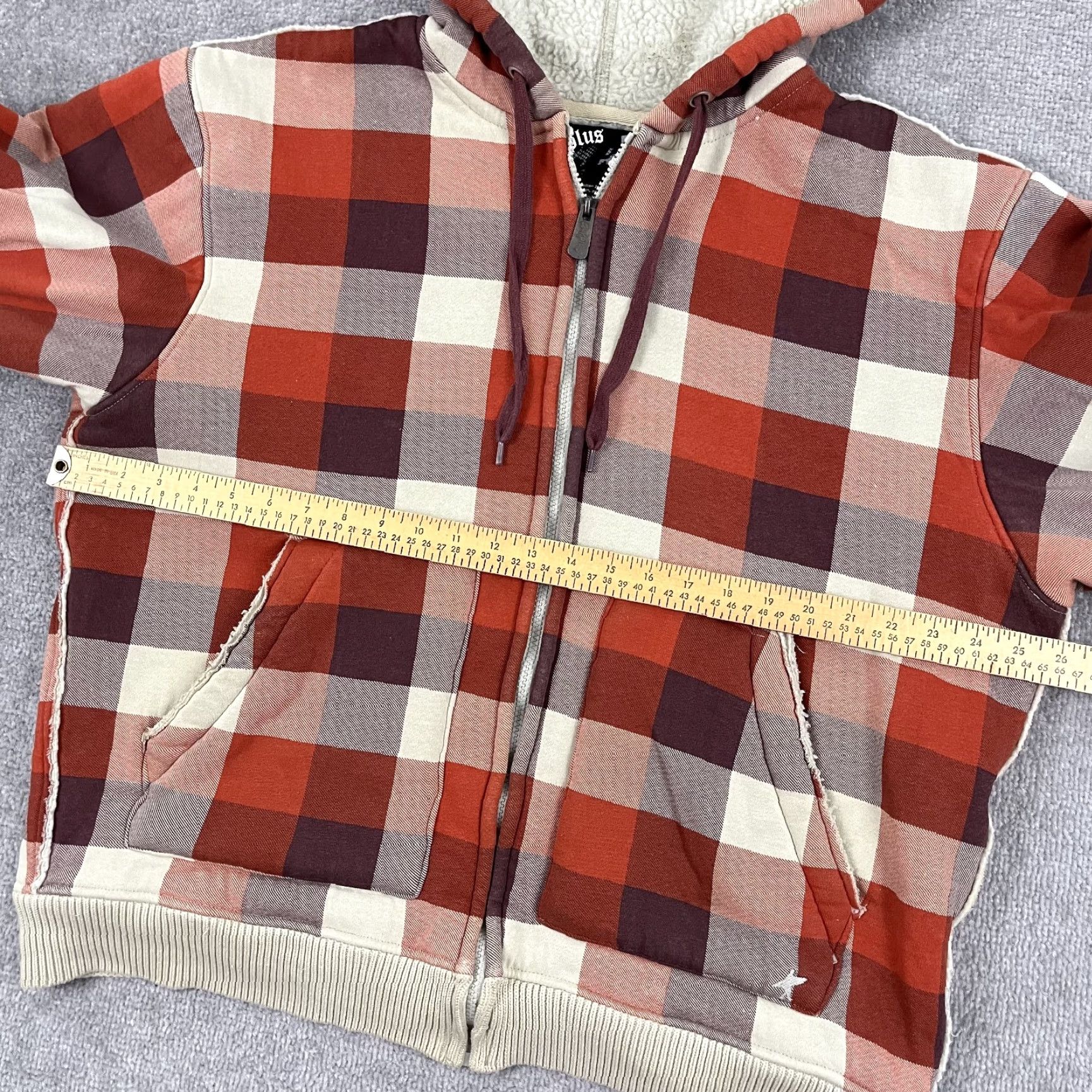 Vintage Surplus Jacket Mens XL Red Plaid Sherpa Lined Grunge Hooded Full Zip Y2K Seasonal Style, Classic Outdoor Skater Casual Men’s Jacket Size US XL / EU 56 / 4 - 5 Thumbnail