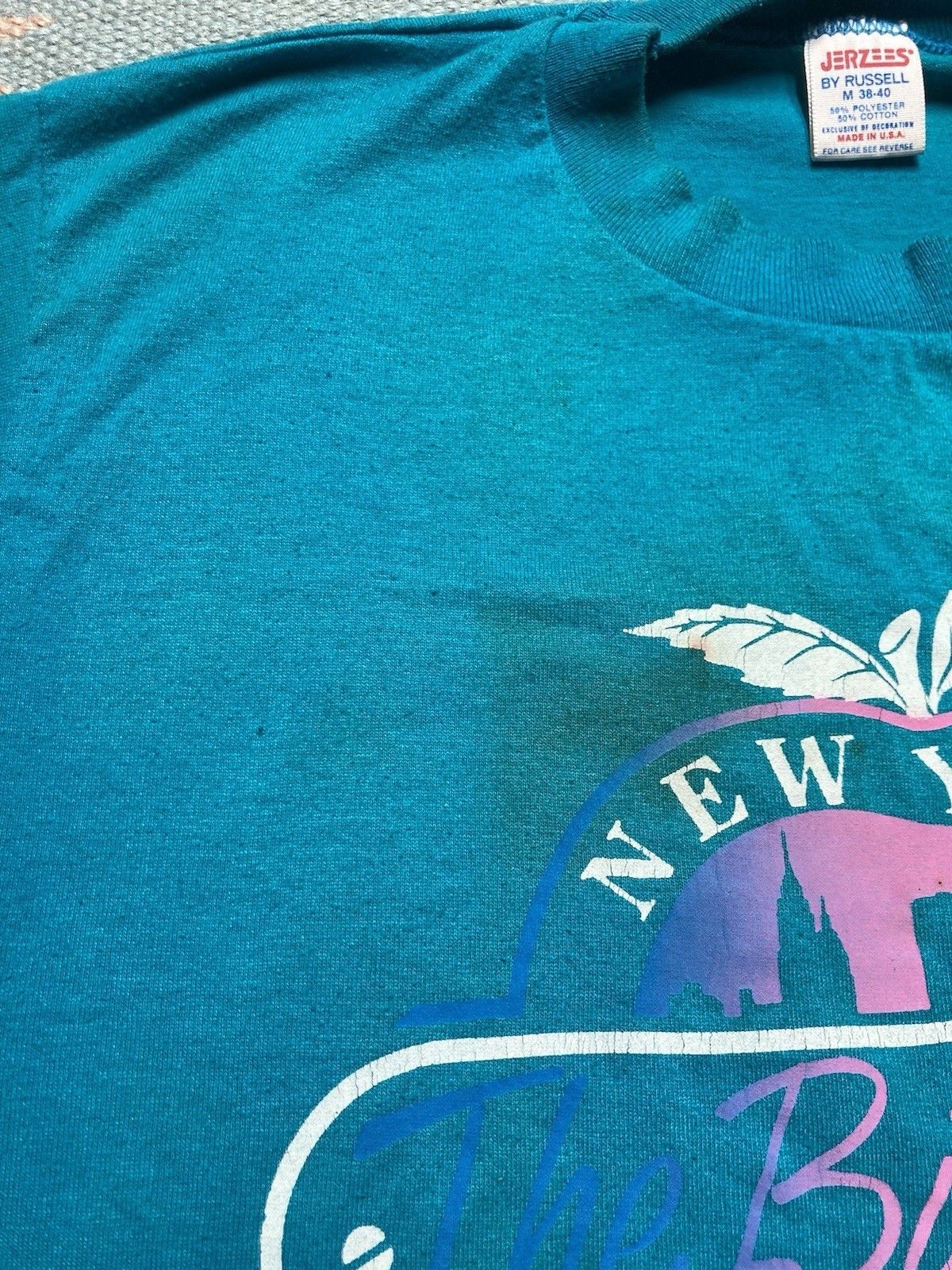 Jerzees × Vintage 80s t shirt New York the big apple rainbow soft thin medium Size US M / EU 48-50 / 2 - 4 Thumbnail