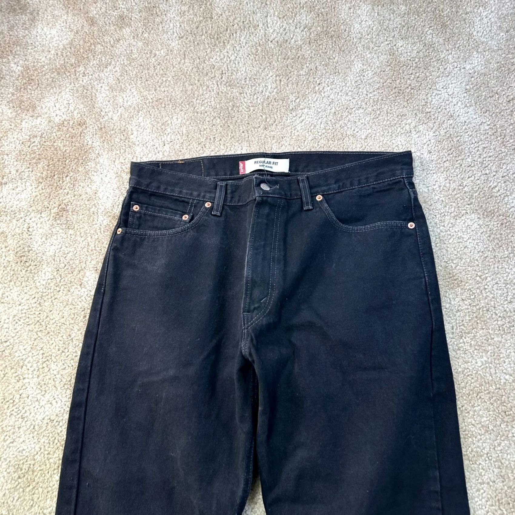 Levi's VINTAGE Levi's 505 Jeans Mens Regular Straight 36x32 Black Made in USA Y2K Distressed Dark Size US 36 / EU 52 - 2 Thumbnail