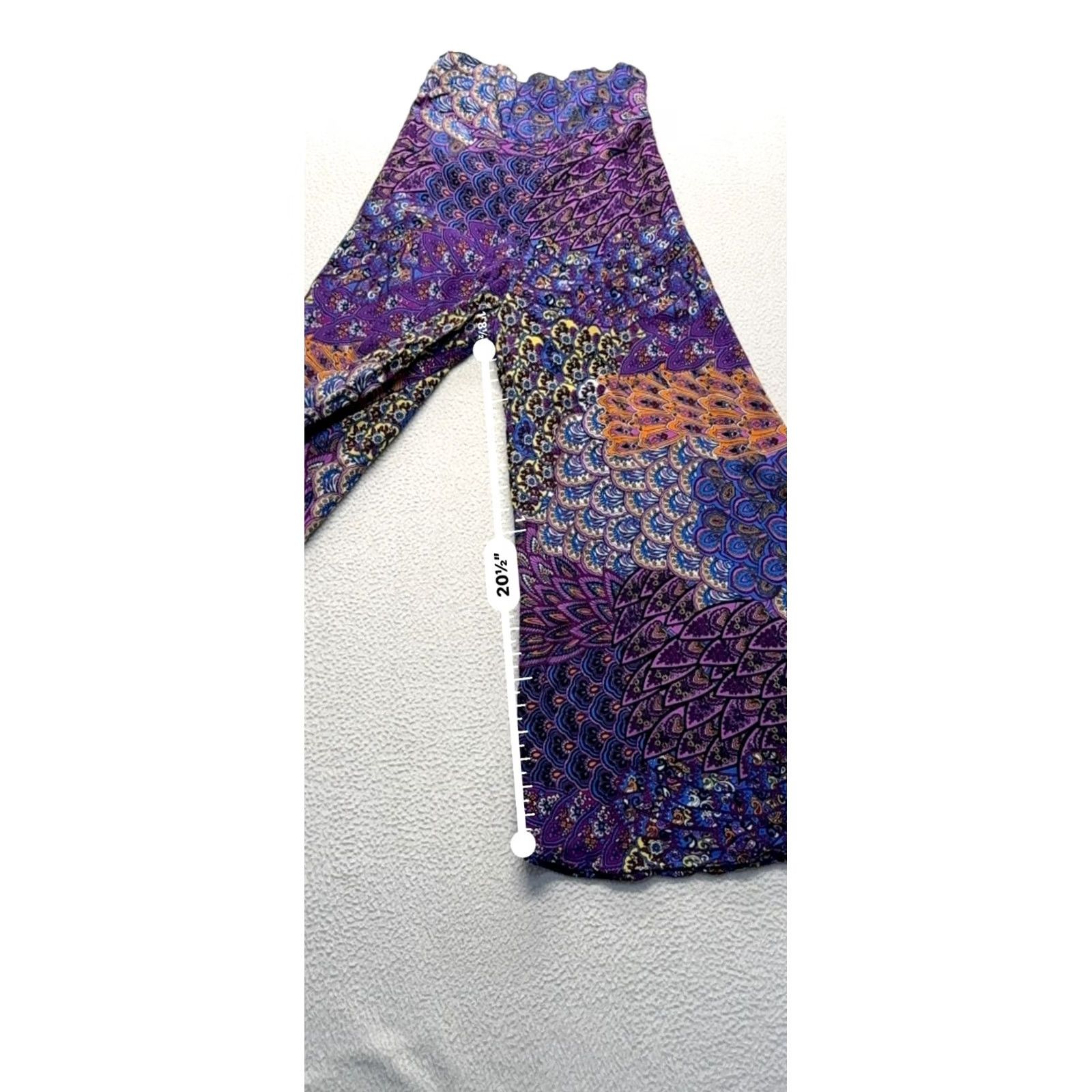 Vintage Women’s Flowy Hippie Pants Pant Wide-Leg Purple M Womens Hillary Harem Rayon Paisley Hippie 90s Style Planned Womens Size 32" / US 10 / IT 46 - 5 Thumbnail
