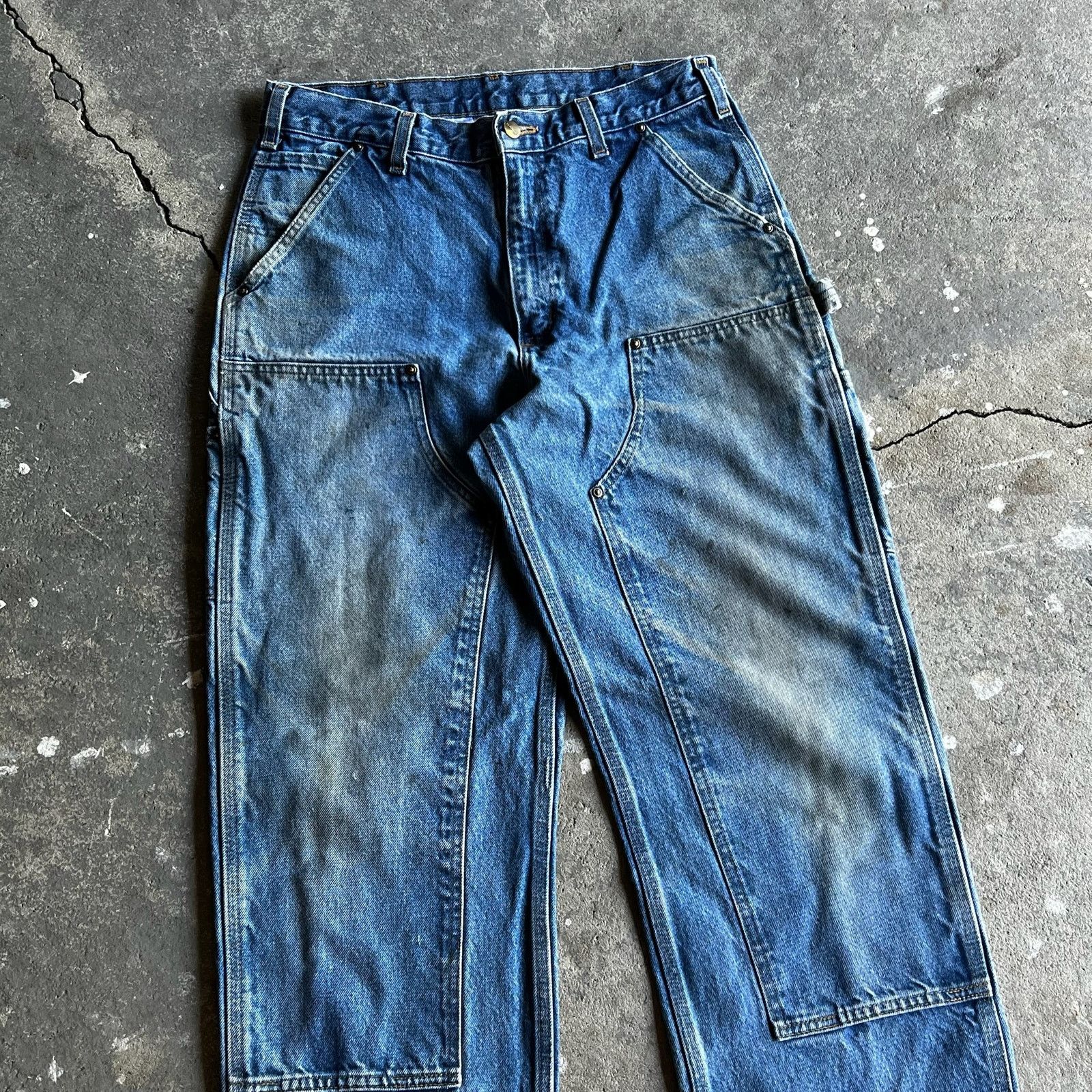 Carhartt × Vintage Carhartt denim blue jean double knee work carpenter pants Size US 31 - 2 Thumbnail