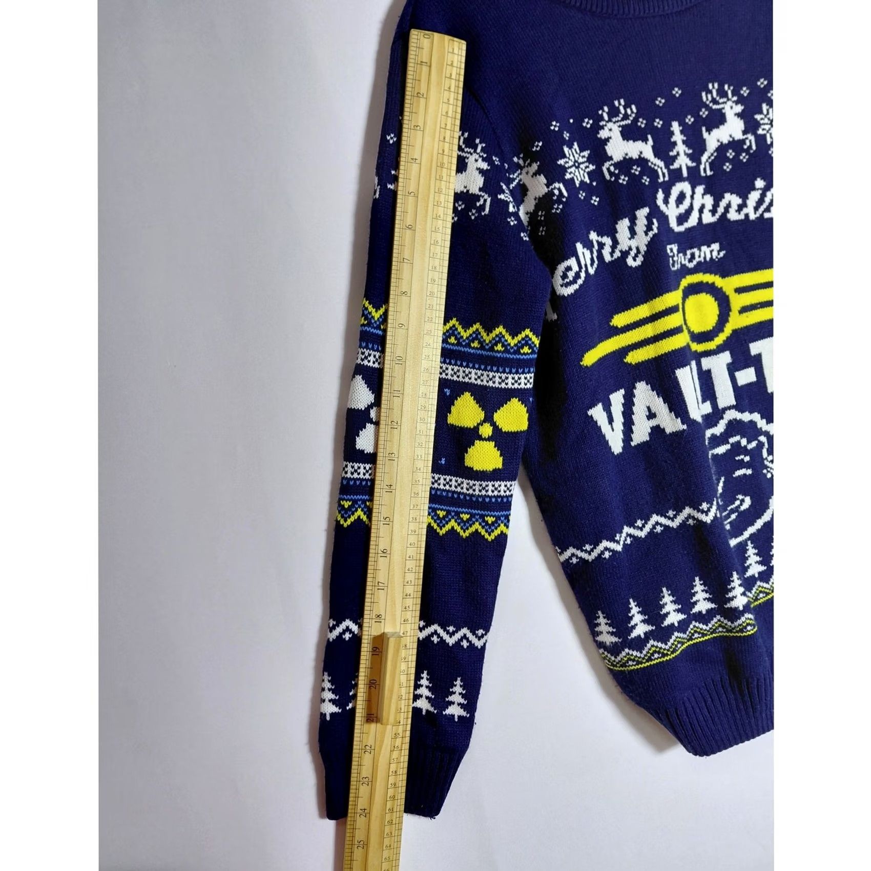 Vintage Numskull Fallout 4 Vault-Tec Christmas Sweater XS Blue Graphic Print Knit Size US XS / EU 42 / 0 - 7 Thumbnail
