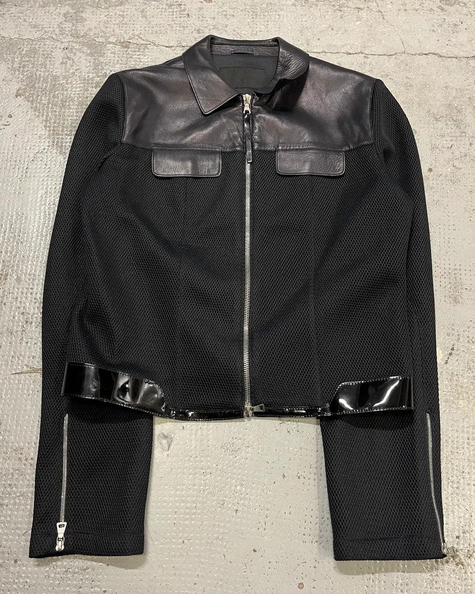 Prada SS1999 Prada Black Hybrid Mesh Leather Jacket Size US XS / EU 42 / 0 - 4 Thumbnail