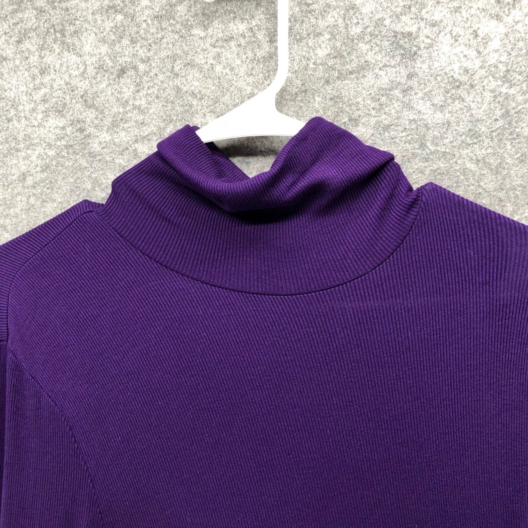 Ralph Lauren VINTAGE? No. Lauren Ralph Lauren Ribbed Jersey Turtleneck Long Sleeve T-Shirt Womens XL Purple Ribbed Size XL / US 12-14 / IT 48-50 - 3 Thumbnail
