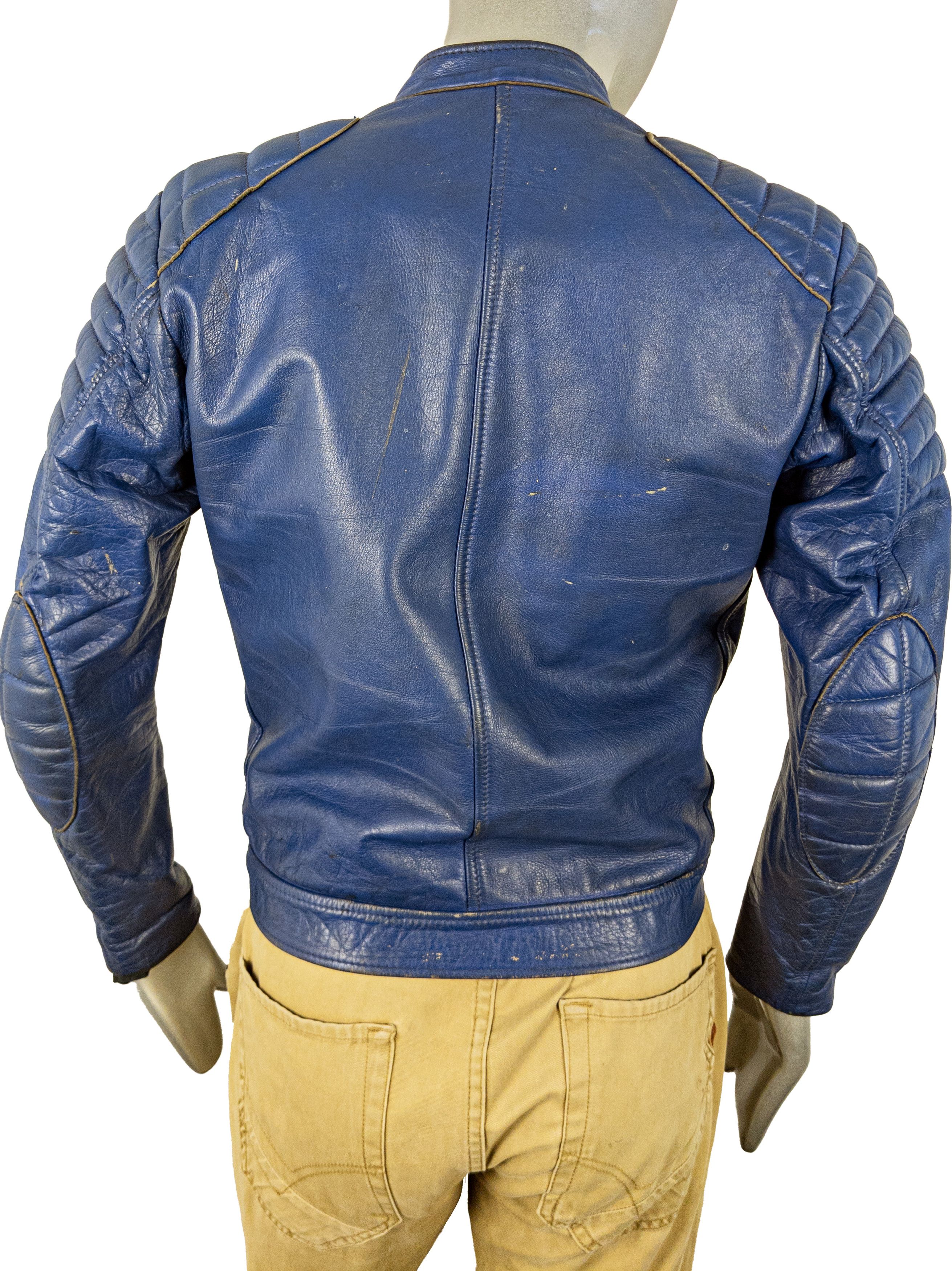 Vintage Vintage 70s Kershaw Blue Leather Motorcycle Biker Jacket Size US XS / EU 42 / 0 - 9 Thumbnail