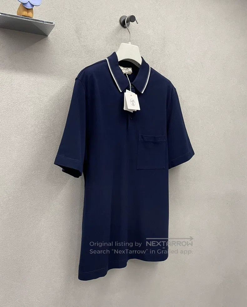 Hermes Hermes Polo shirt, dark blue, classic collar design with w Size US M / EU 48-50 / 2 - 4 Thumbnail