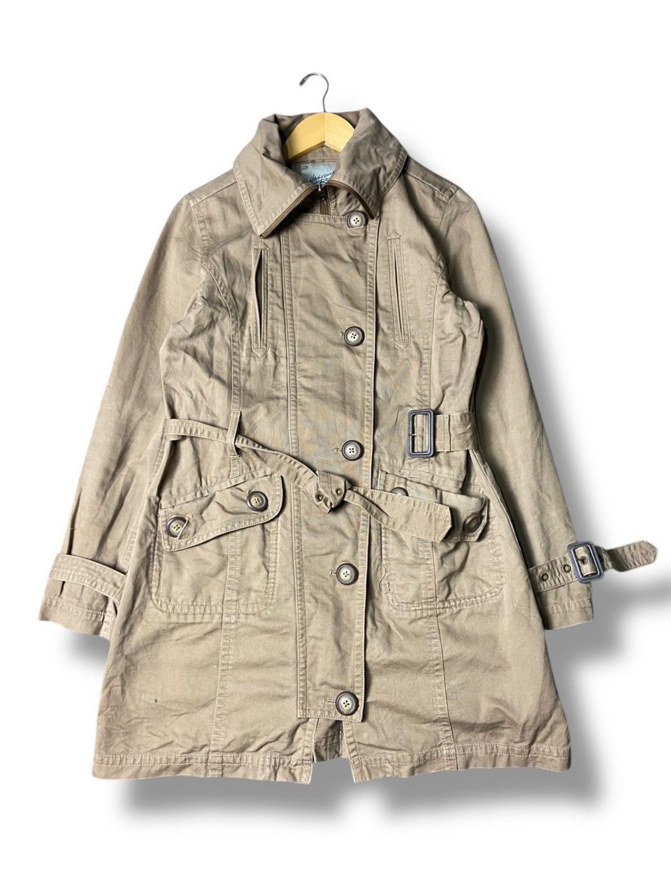 Japanese Brand Vintage Honeysuckle Rose Belted Trench Coat (166) Size L / US 10 / IT 46 - 1 Thumbnail