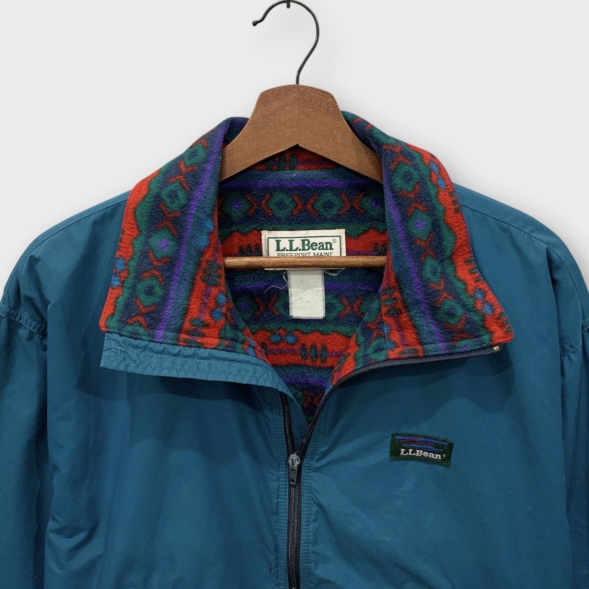 L.L. Bean VINTAGE 80s LL BEAN NYLON JACKET NATIVE FLEECE LINING Size US M / EU 48-50 / 2 - 12 Thumbnail