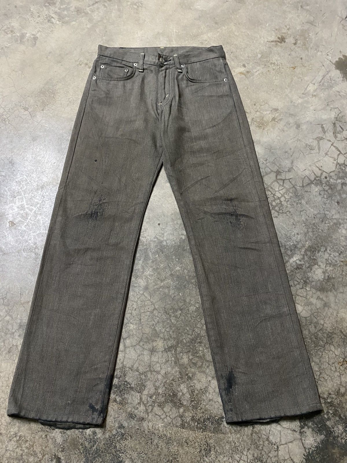 Edwin × Hysteric Glamour × Tornado Mart Baggy Jeans Edwin Grey Fade Pinstripes Distressed Jeans Size US 29 - 1 Thumbnail