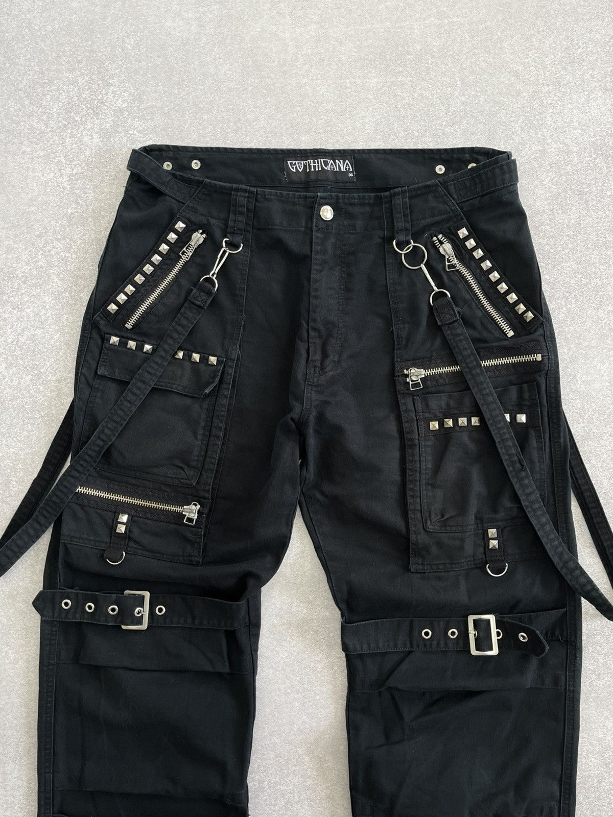 Japanese Brand 90's Gothicana by EMP Studded Punk Y2k Baggy Bondage Pants Size US 36 / EU 52 - 2 Thumbnail