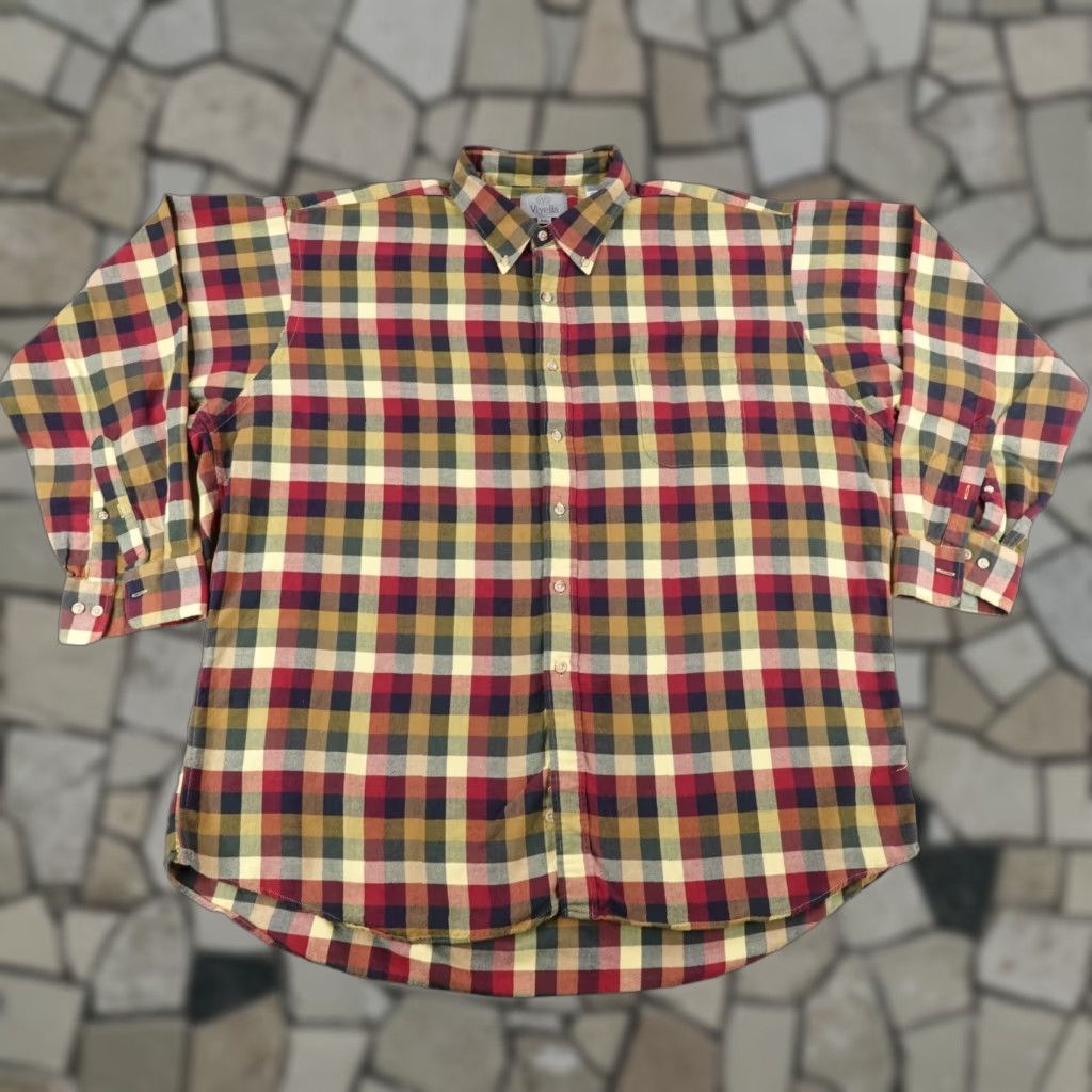 Vintage VINTAGE Viyella Shirt Mens 2XL Plaid Flannel Button-Up Wool Blend Red White Green Cotton Button-Down Collared Long Sleeve Regular Mens Size US XXL / EU 58 / 5 - 1 Thumbnail