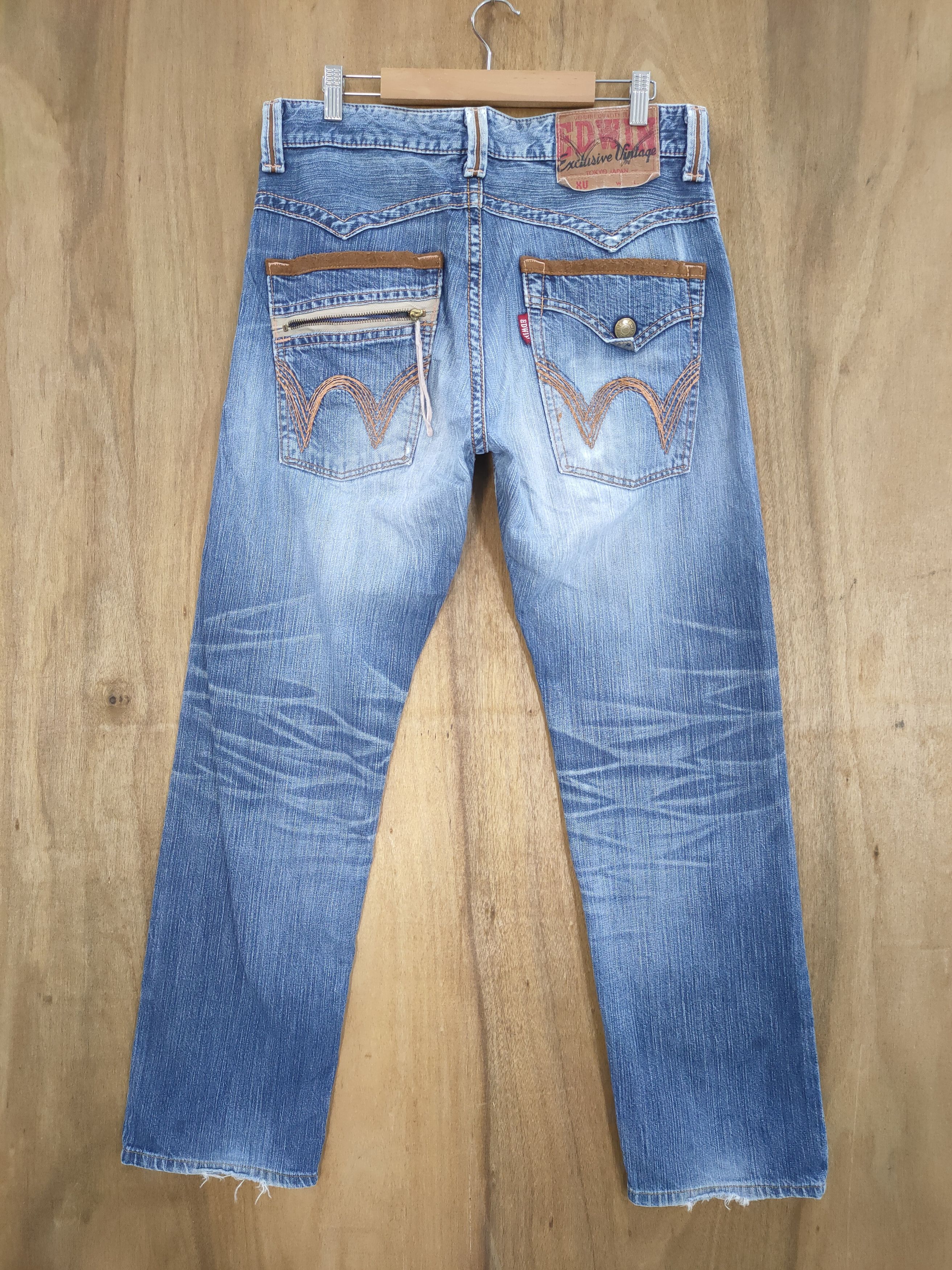 Edwin VINTAGE EDWIN FADED DISTRESSED RIPPED JEAN PANTS Size US 34 / EU 50 - 1 Thumbnail