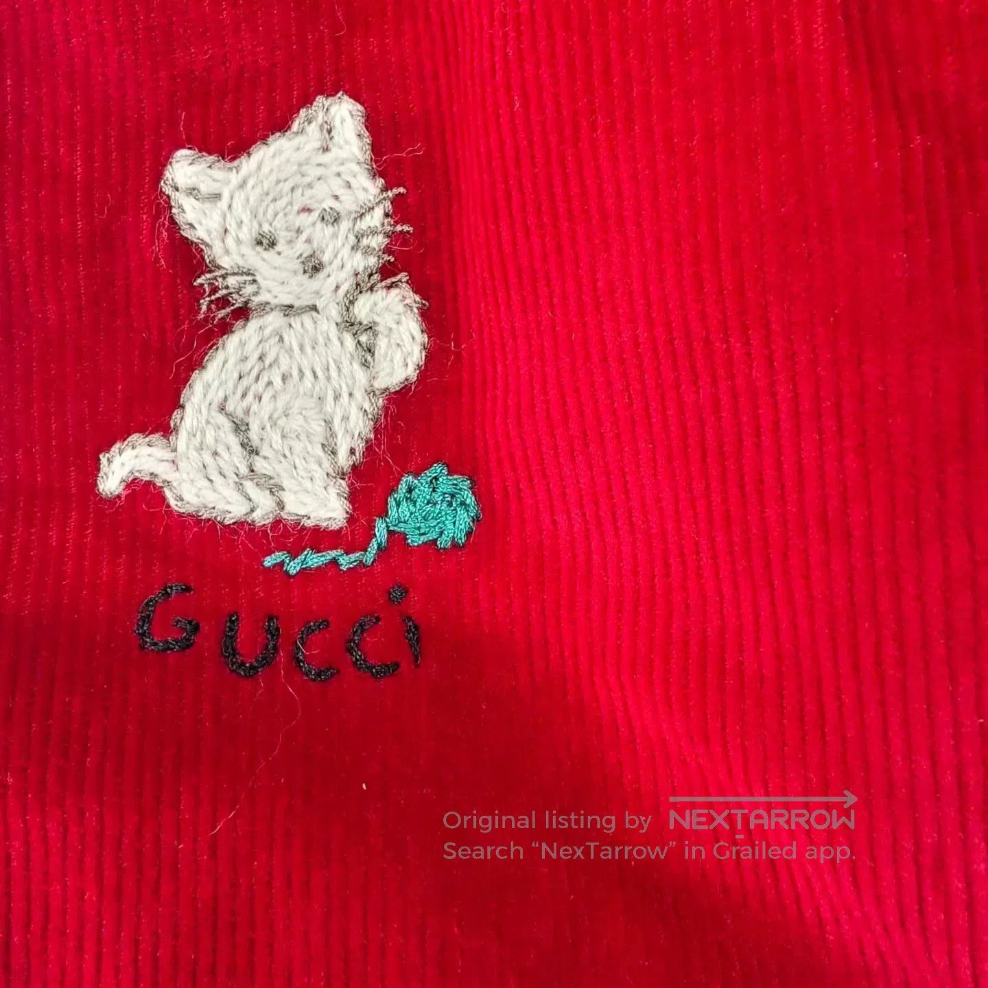 Gucci gucci red embroidered cat velvet bomber jacket. Size US L / EU 52-54 / 3 - 3 Thumbnail