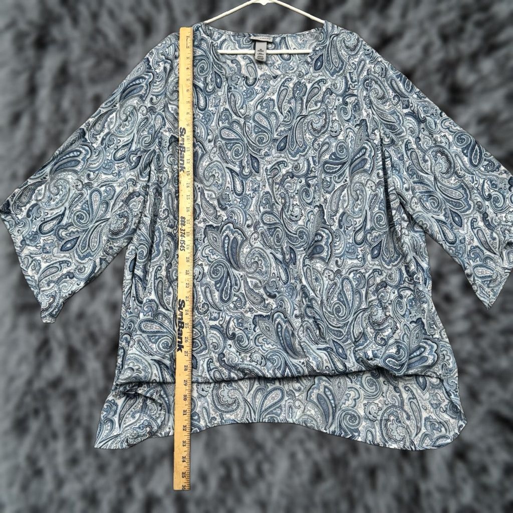 Vintage Catherines Blouse Womens 3X Plus Paisley Flowy Boho Tunic Lagenlook Grandmacore 2010s Size XXL / US 16-18 / IT 52-54 - 1 Thumbnail